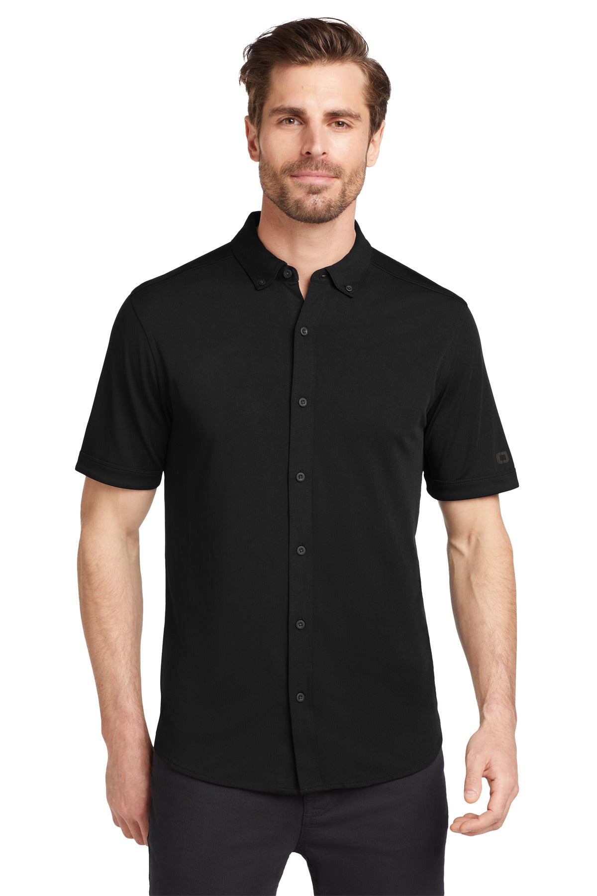 Designed for stretch and movement this full-button polo has  - Blacktop