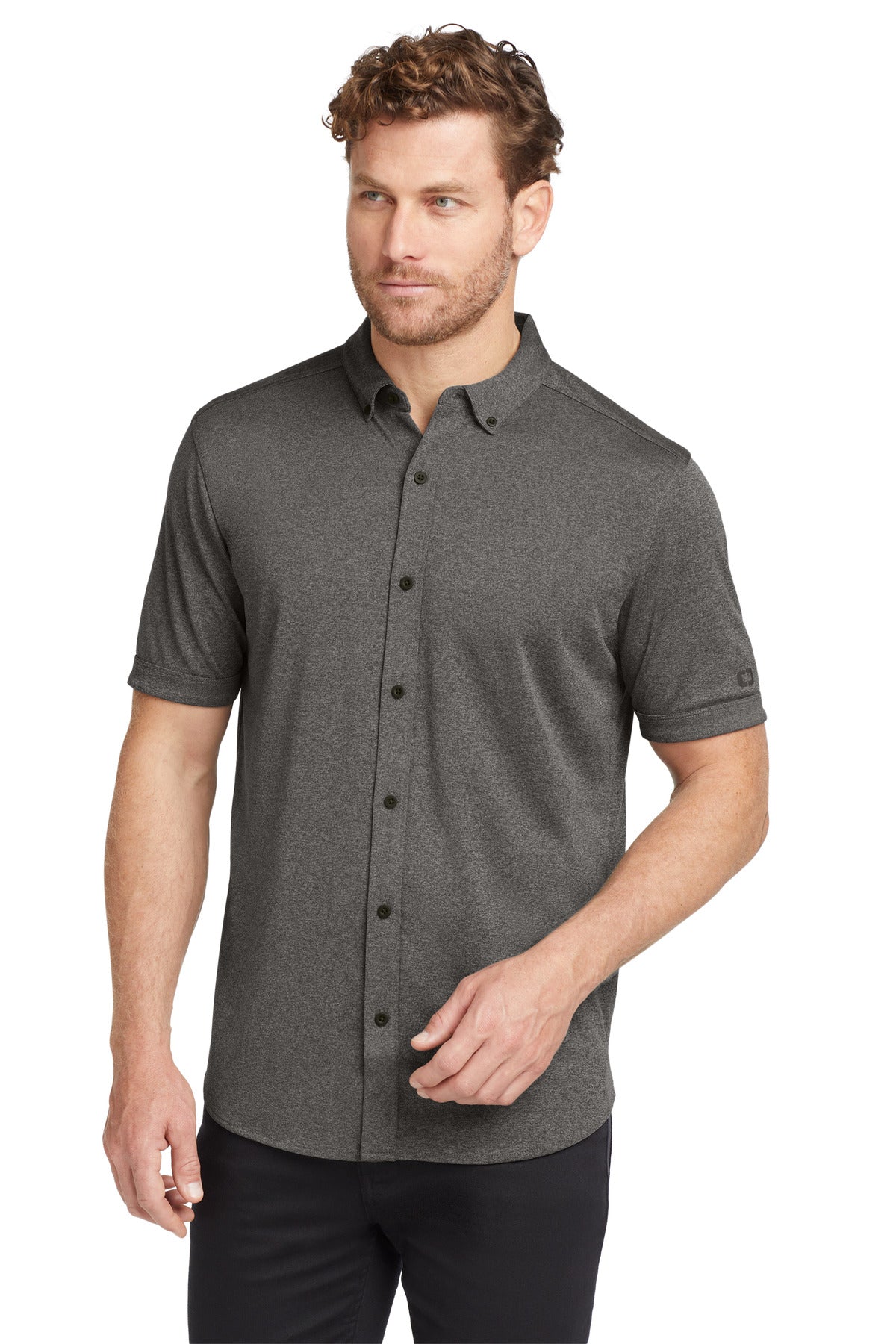 Designed for stretch and movement this full-button polo has  - Dark Heather Grey
