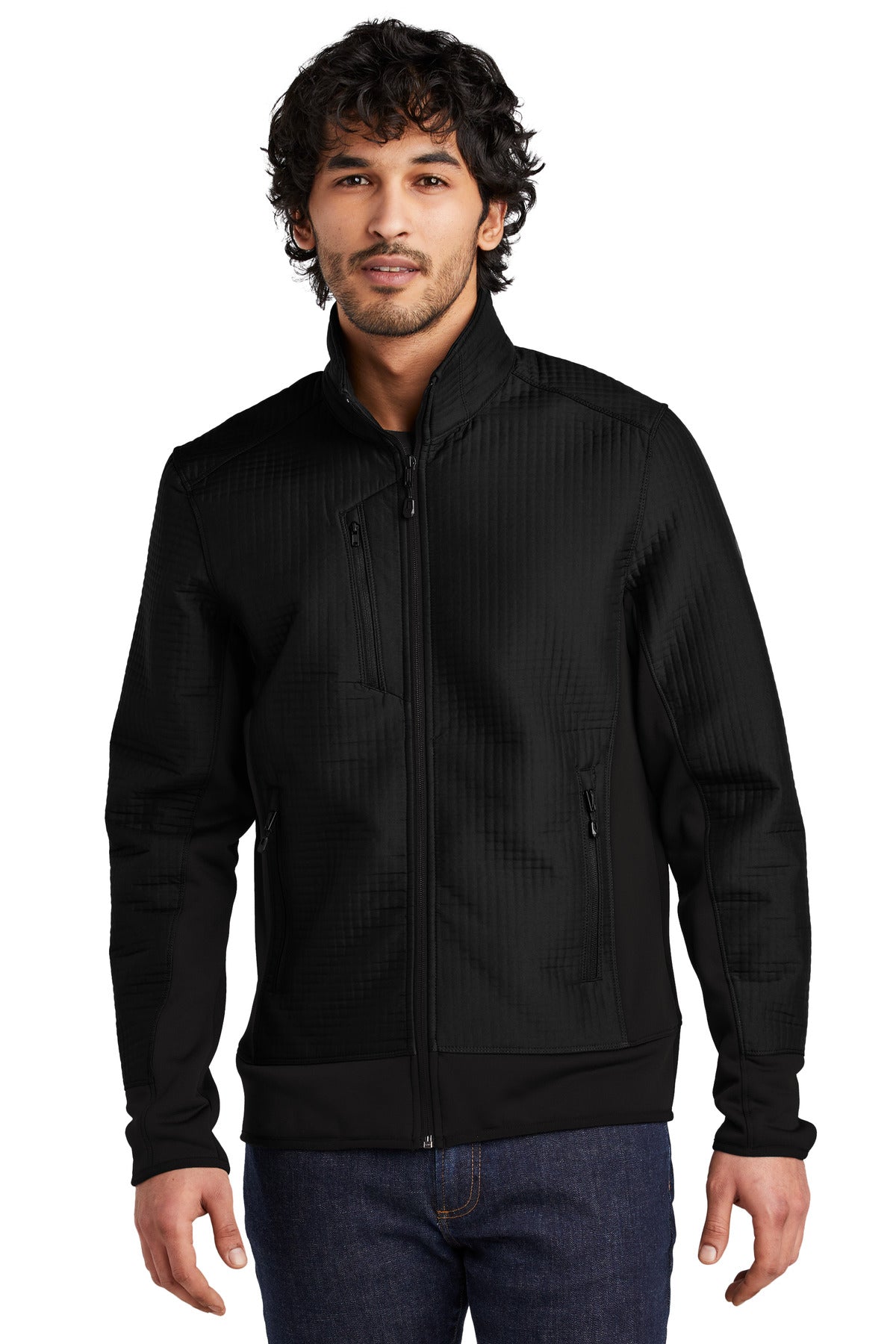 This forward-thinking jacket fuses a technical grid pattern  - Blacktop