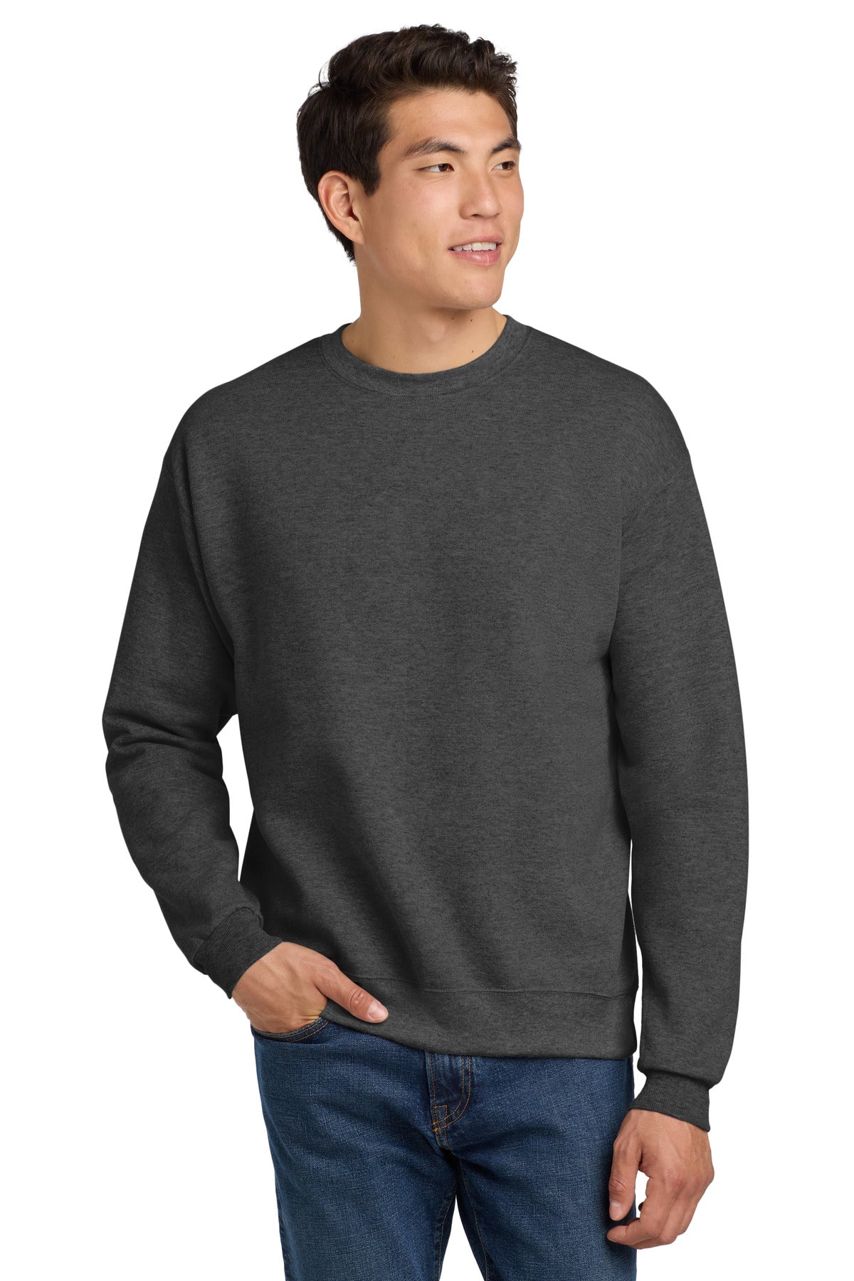 7.8-ounce 50/50 cotton/polyMade with up to 5% recycled polye - Charcoal Heather