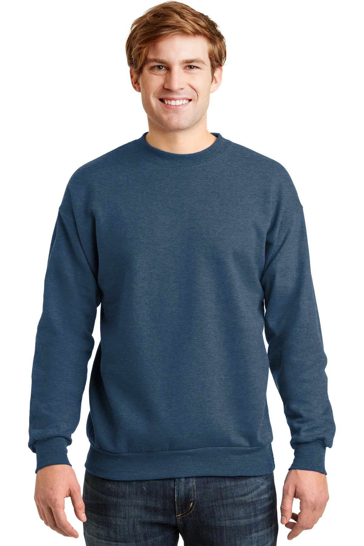 7.8-ounce 50/50 cotton/polyMade with up to 5% recycled polye - Heather Blue