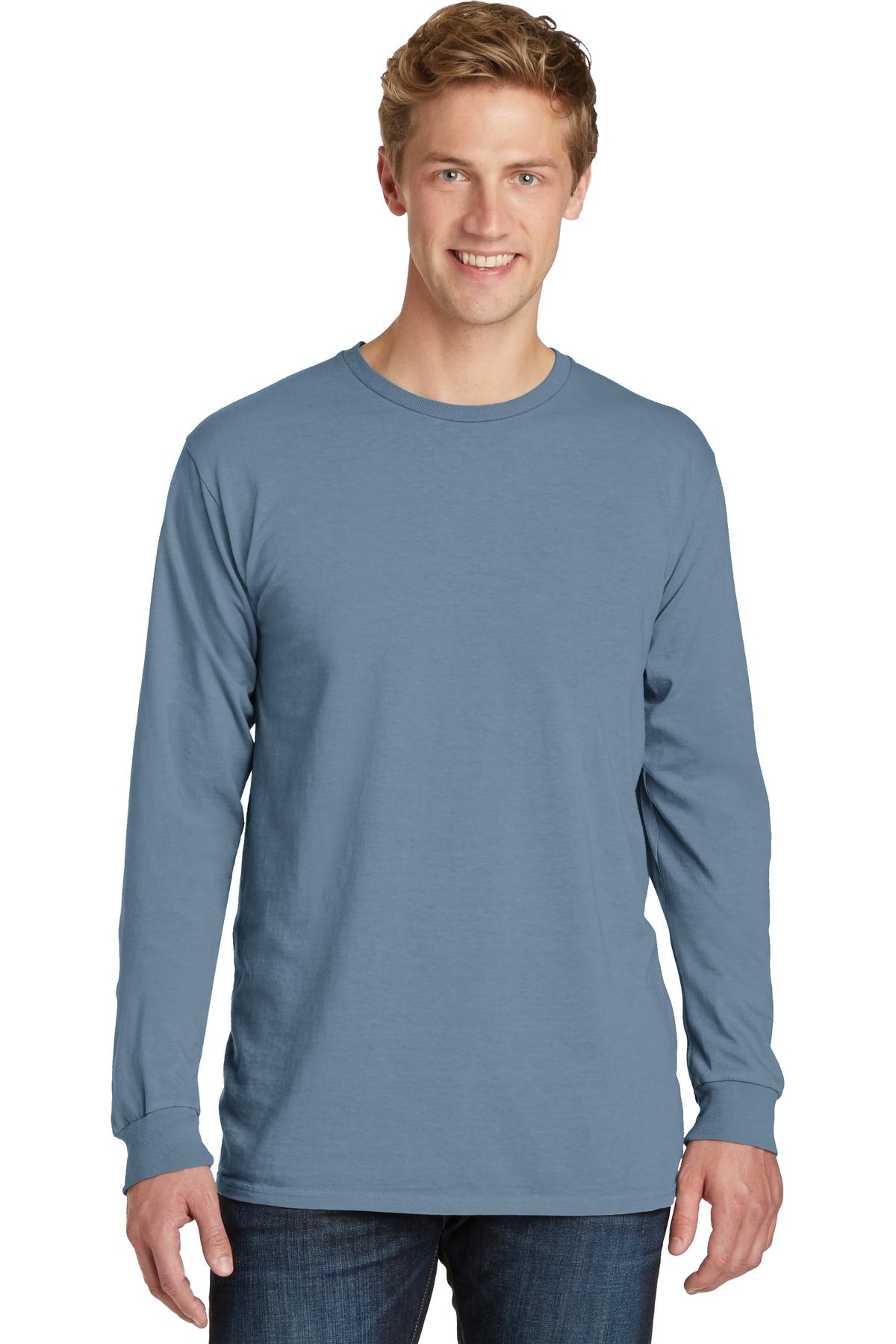 With long sleeves for added coverage this extra soft tee has - Denim Blue