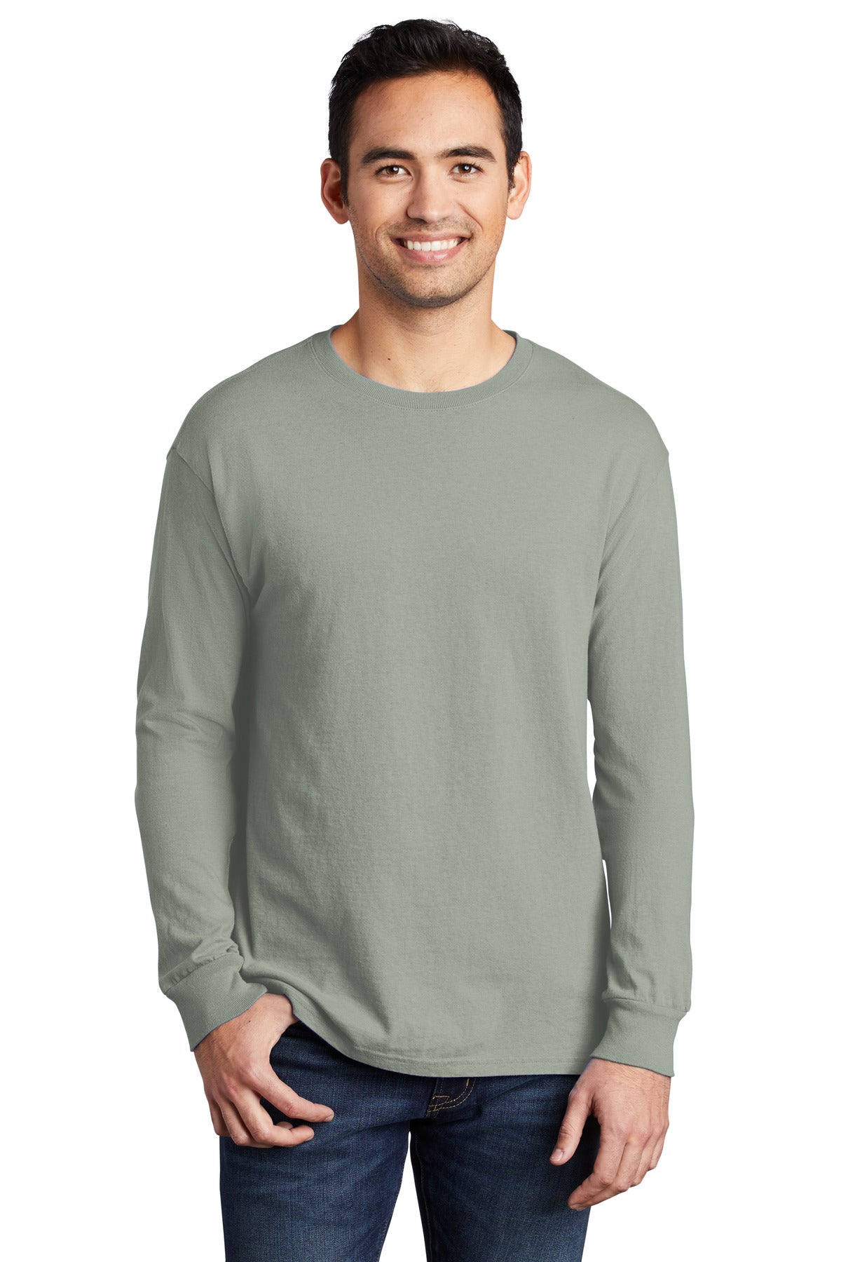 With long sleeves for added coverage this extra soft tee has - Dove Grey