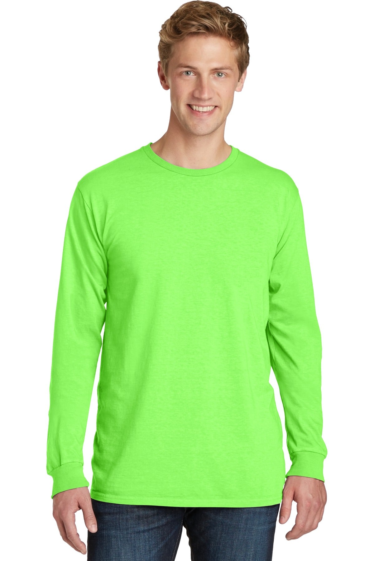 With long sleeves for added coverage this extra soft tee has - Neon Green