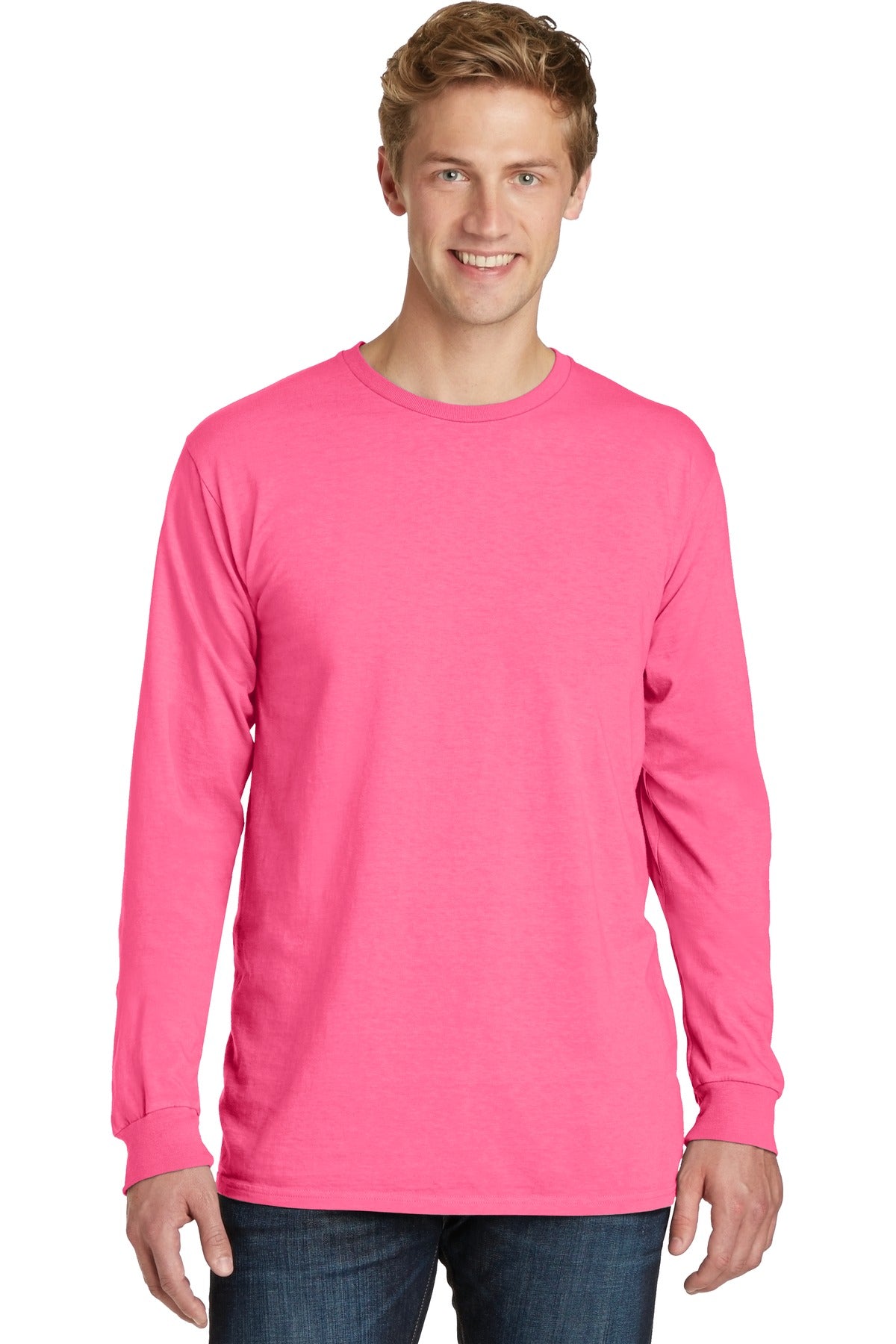 With long sleeves for added coverage this extra soft tee has - Neon Pink
