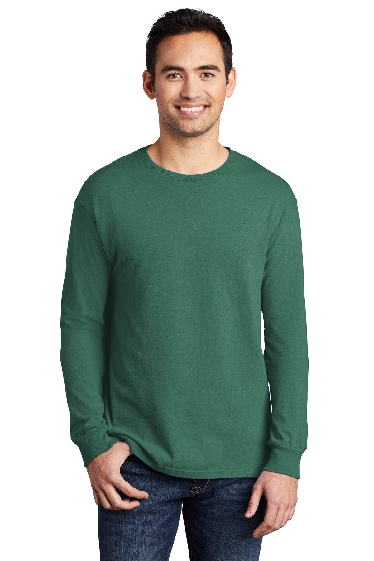 With long sleeves for added coverage this extra soft tee has - Nordic Green