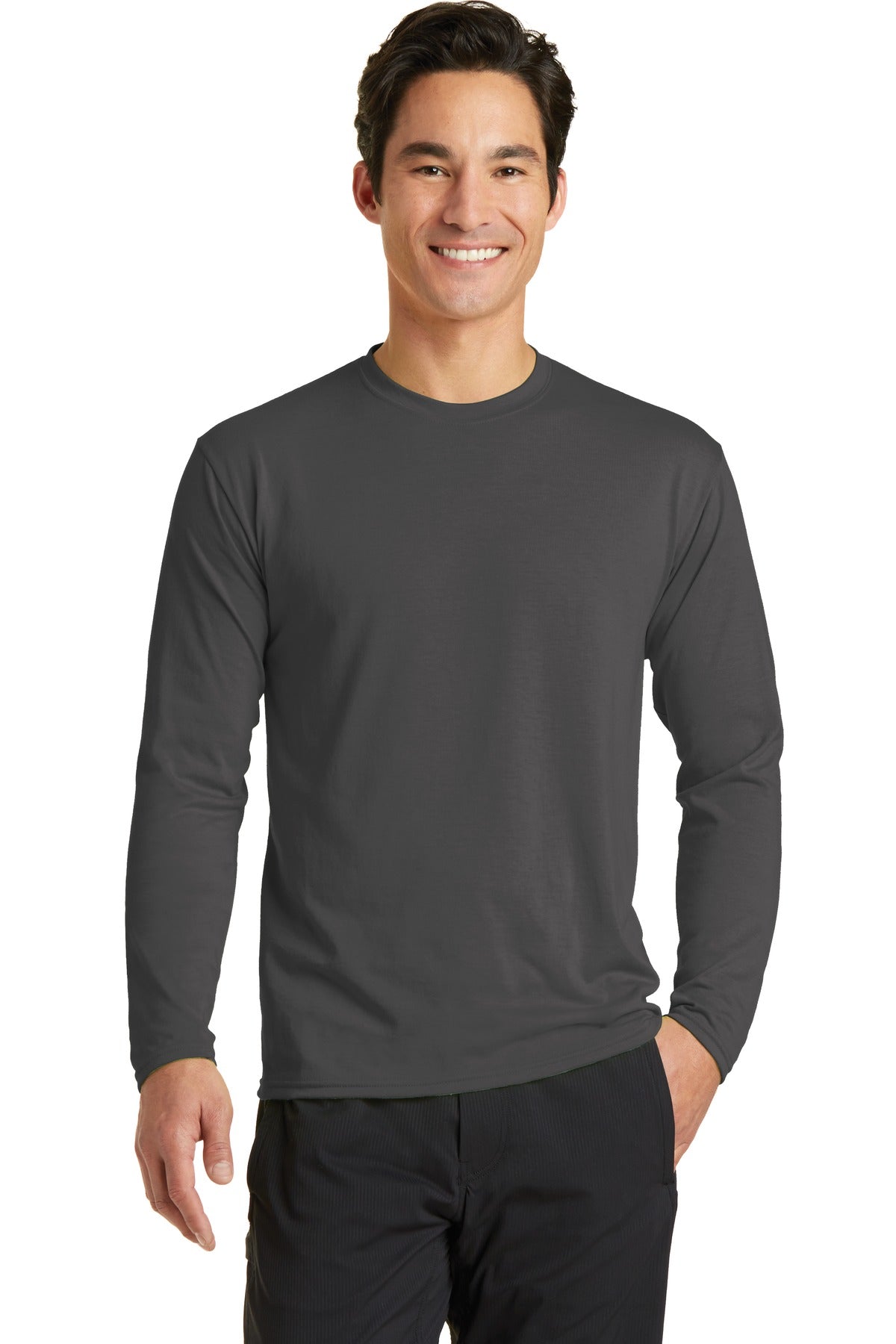 A soft cotton hand feel joins Dry Zone moisture-wicking tech - Charcoal