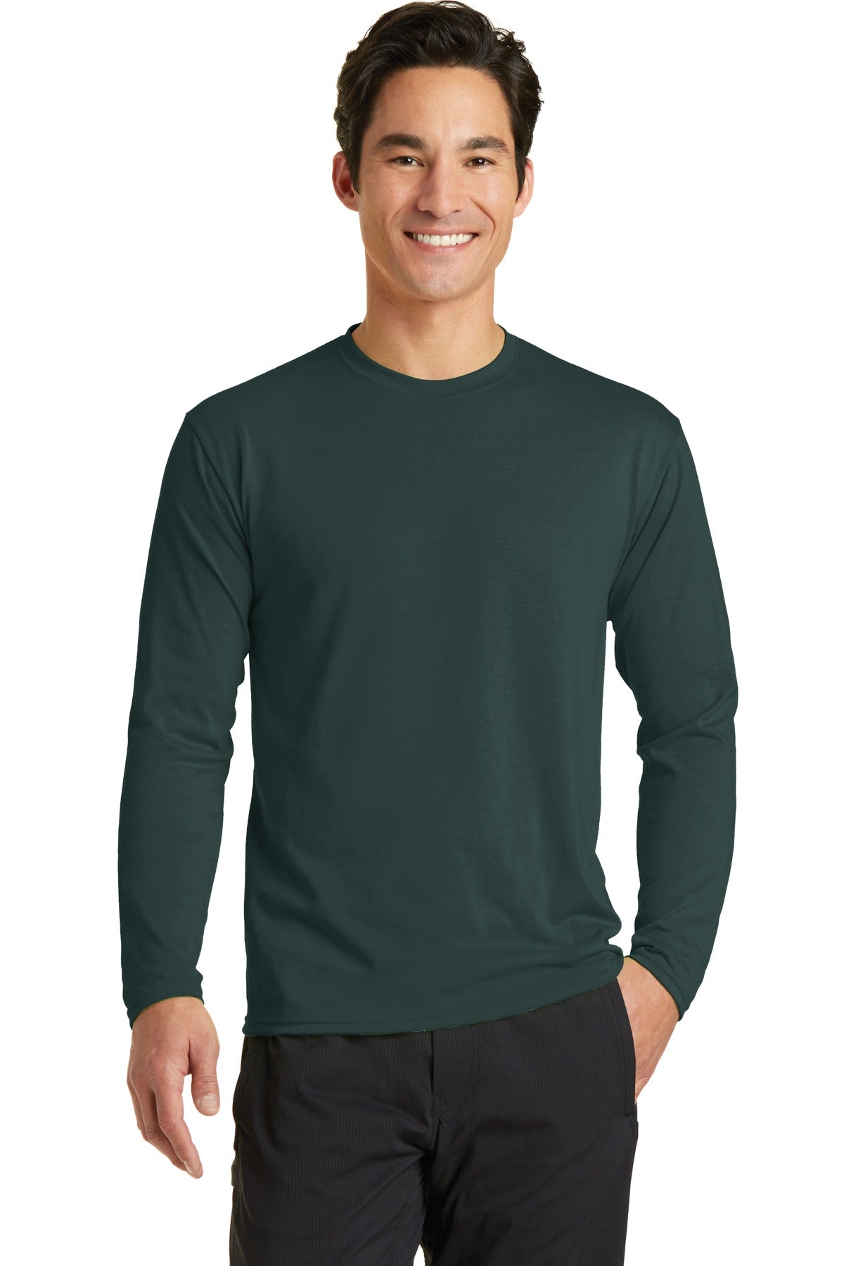 A soft cotton hand feel joins Dry Zone moisture-wicking tech - Dark Green