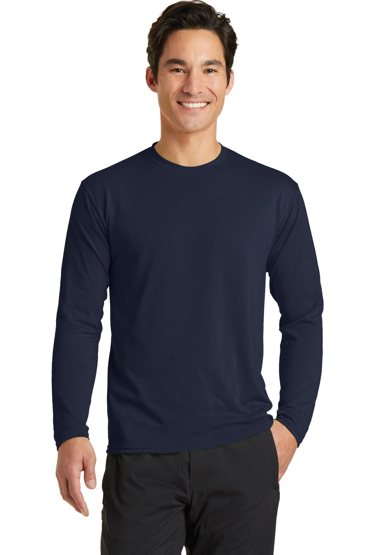 A soft cotton hand feel joins Dry Zone moisture-wicking tech - Deep Navy
