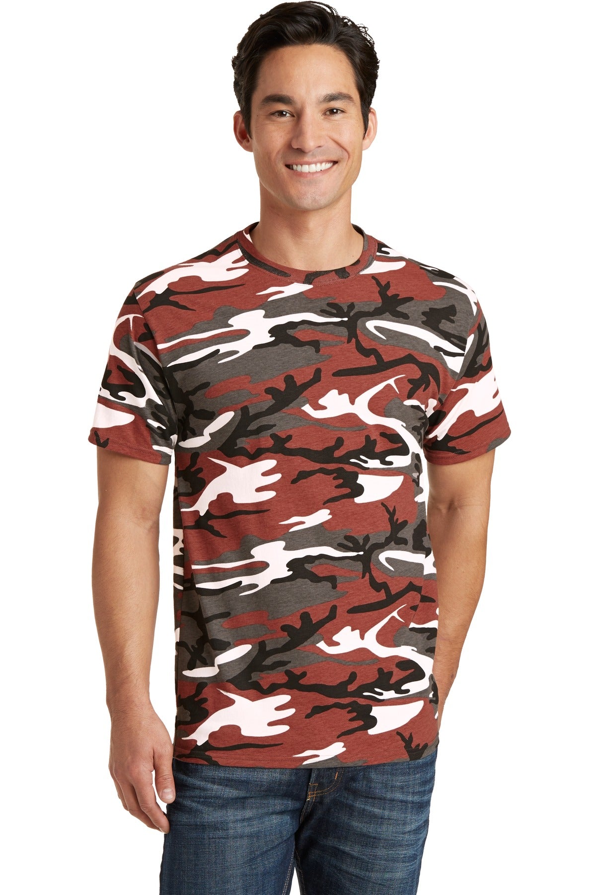 Why hide? Stand out in this fashionable camo tee.5.4-ounce 1 - Red Camo