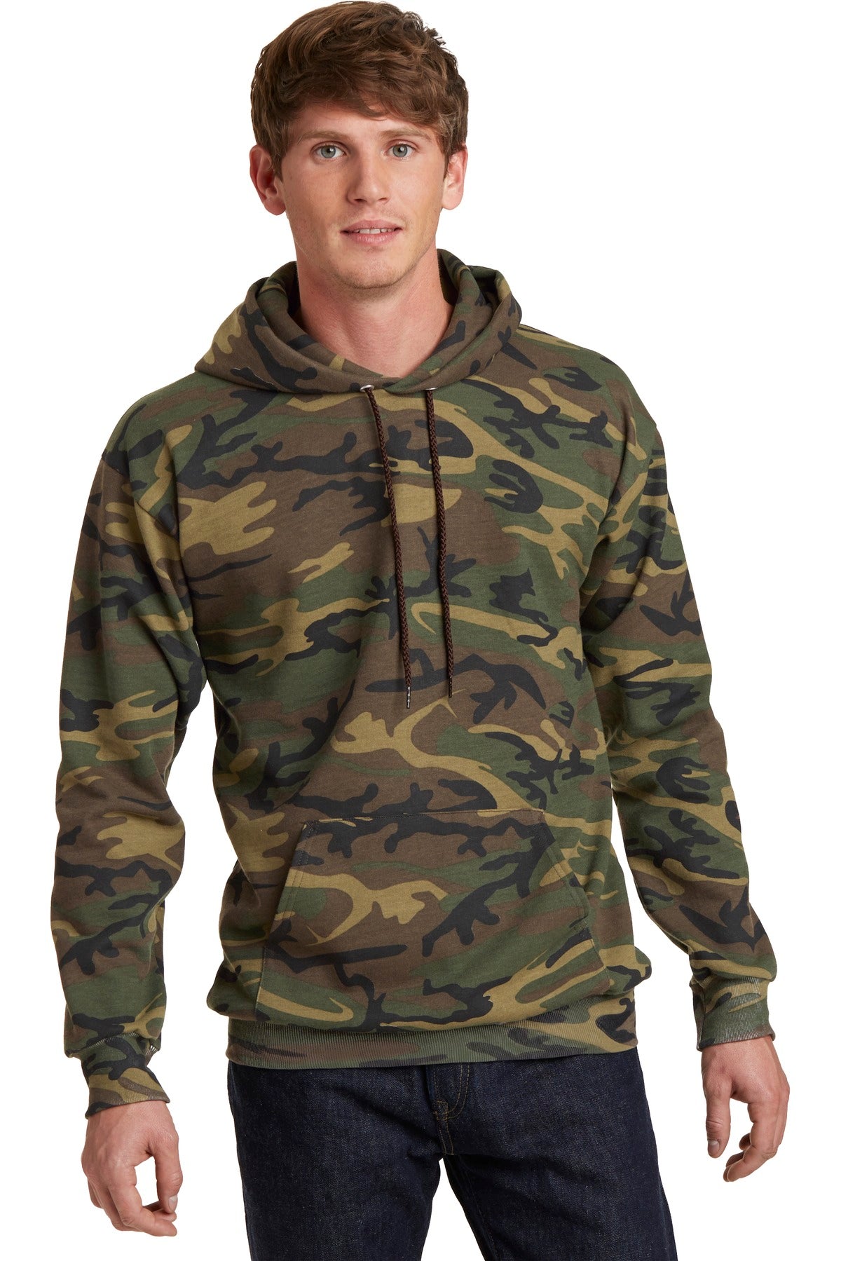 Our cozy pullover hooded sweatshirt in a classic camo print. - Military Camo