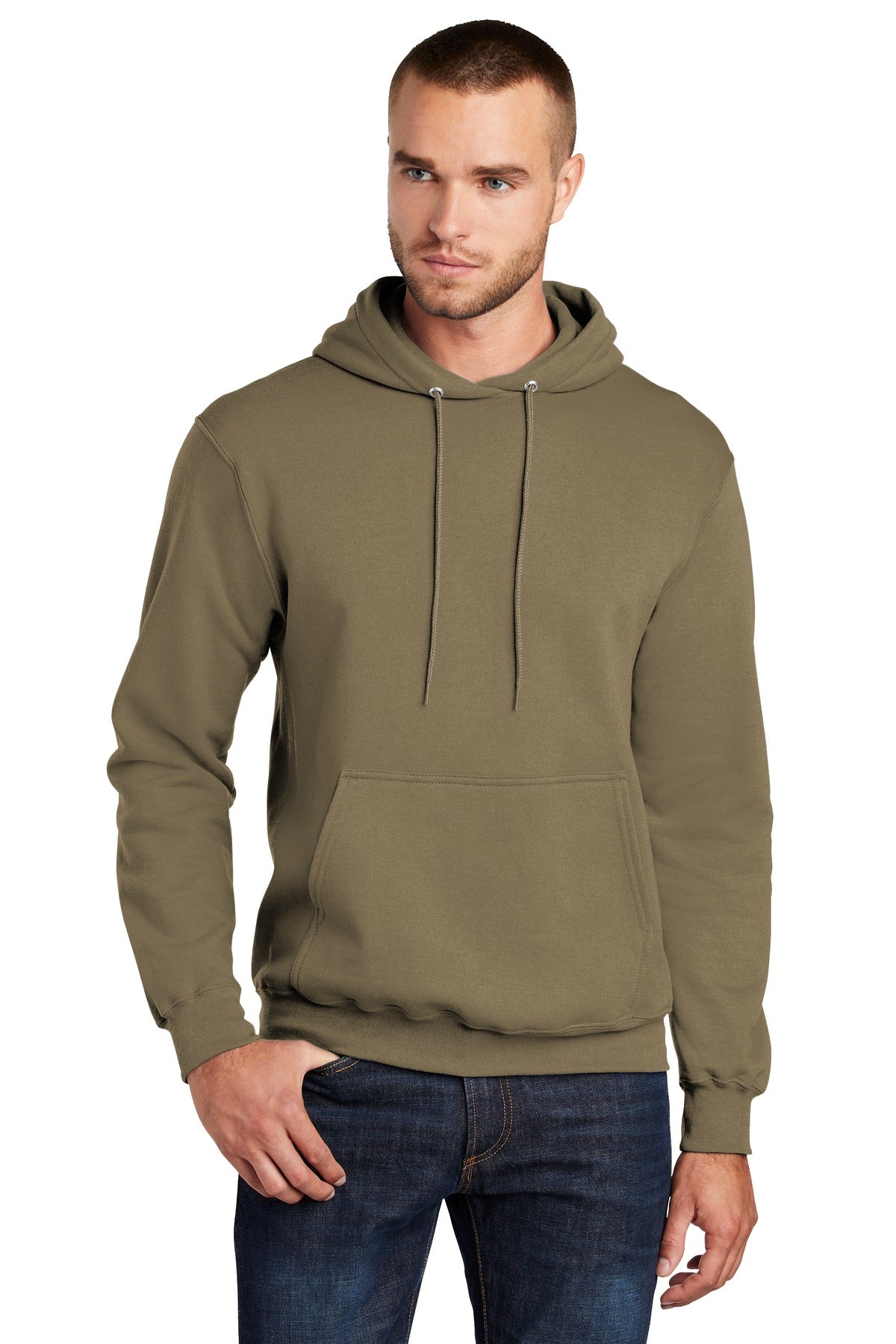 Cozy sweats in our core weight. 7.8-ounce 50/50 cotton/poly  - Coyote Brown