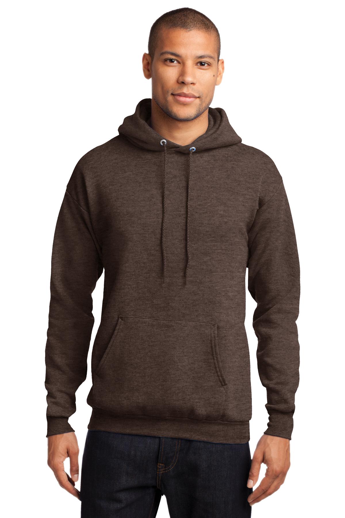 Cozy sweats in our core weight. 7.8-ounce 50/50 cotton/poly  - Heather Dark Chocolate Brown