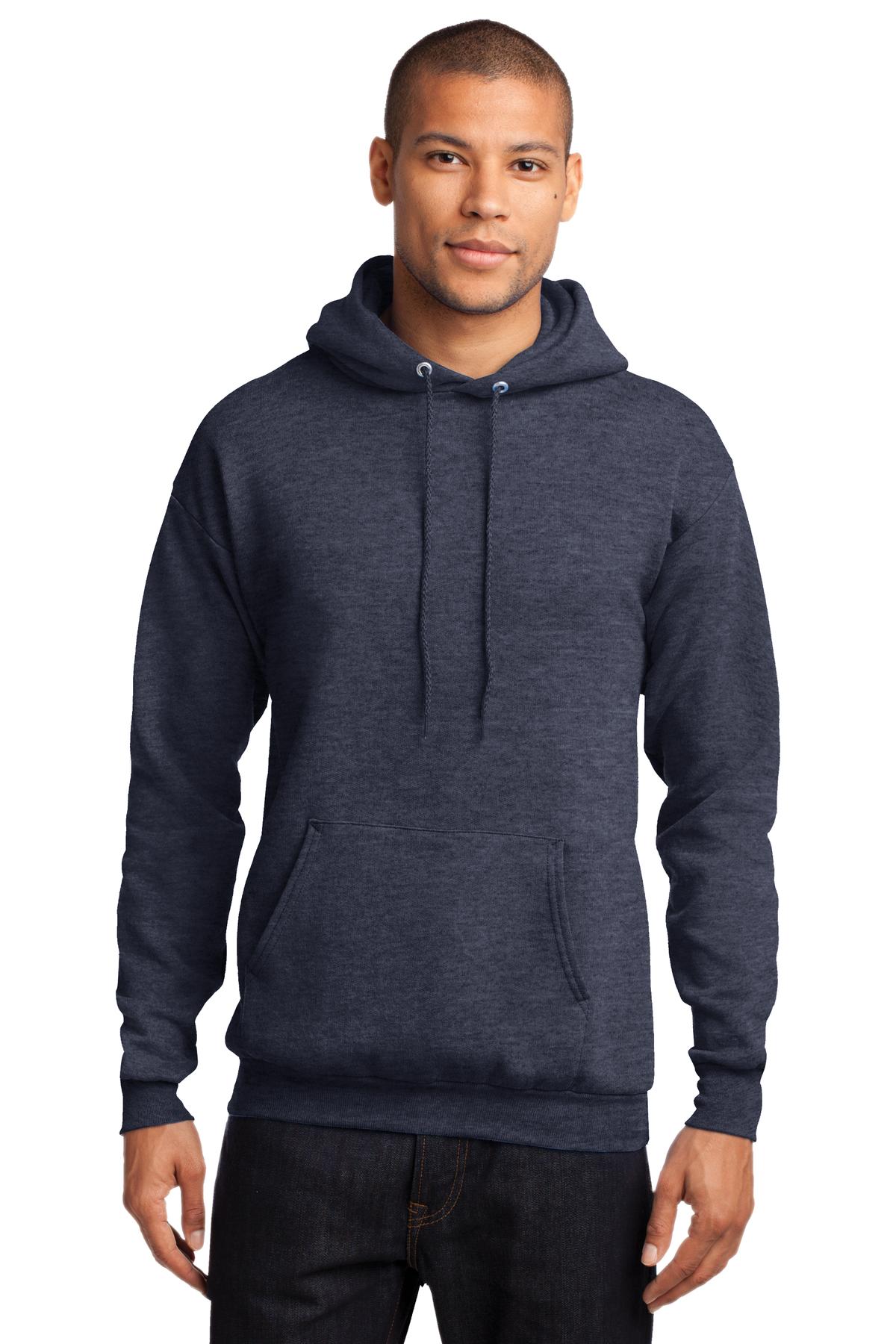 Cozy sweats in our core weight. 7.8-ounce 50/50 cotton/poly  - Heather Navy