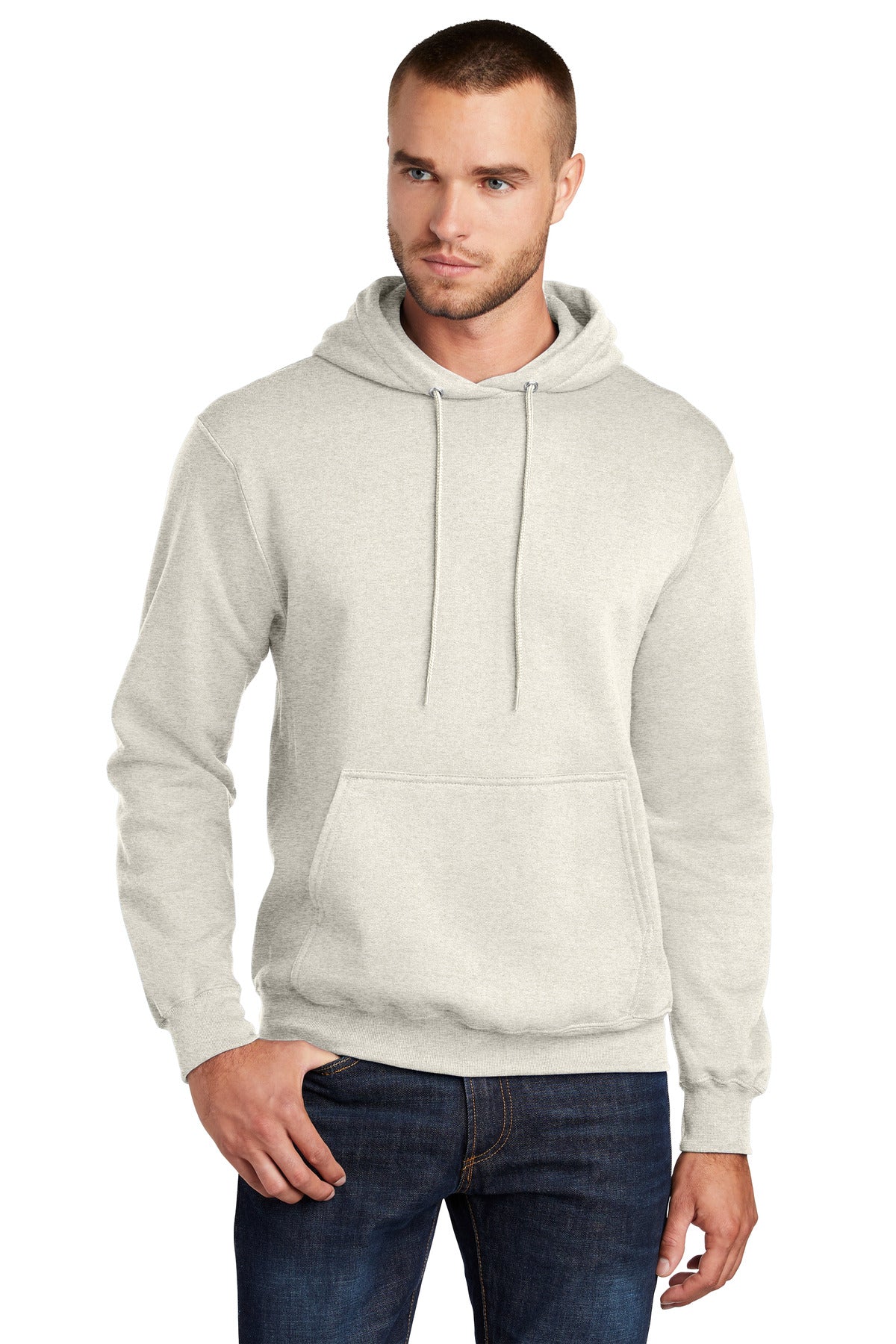 Cozy sweats in our core weight. 7.8-ounce 50/50 cotton/poly  - Oatmeal Heather