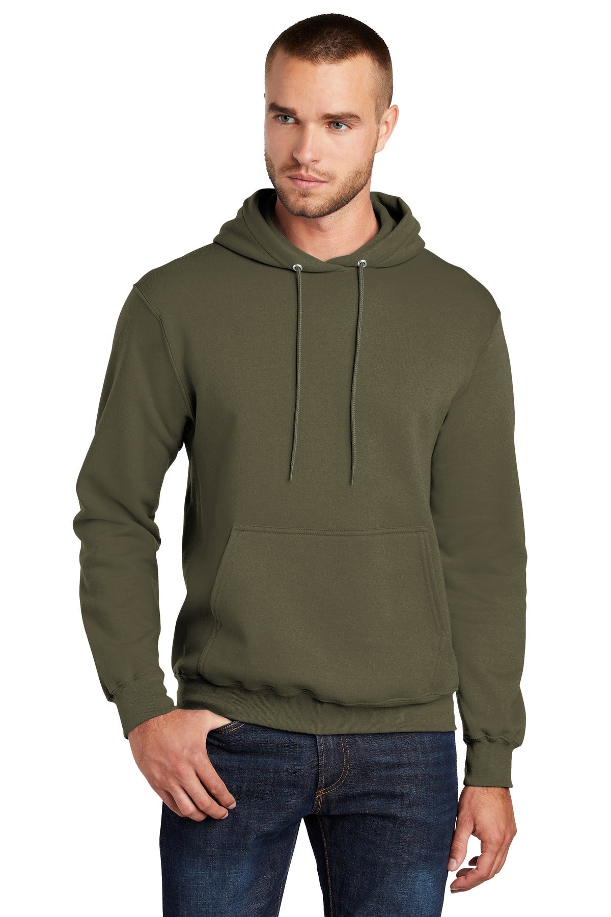 Cozy sweats in our core weight. 7.8-ounce 50/50 cotton/poly  - Olive Drab Green
