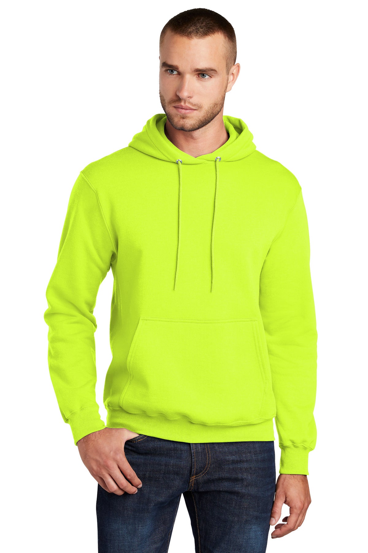 Cozy sweats in our core weight. 7.8-ounce 50/50 cotton/poly  - S. Green