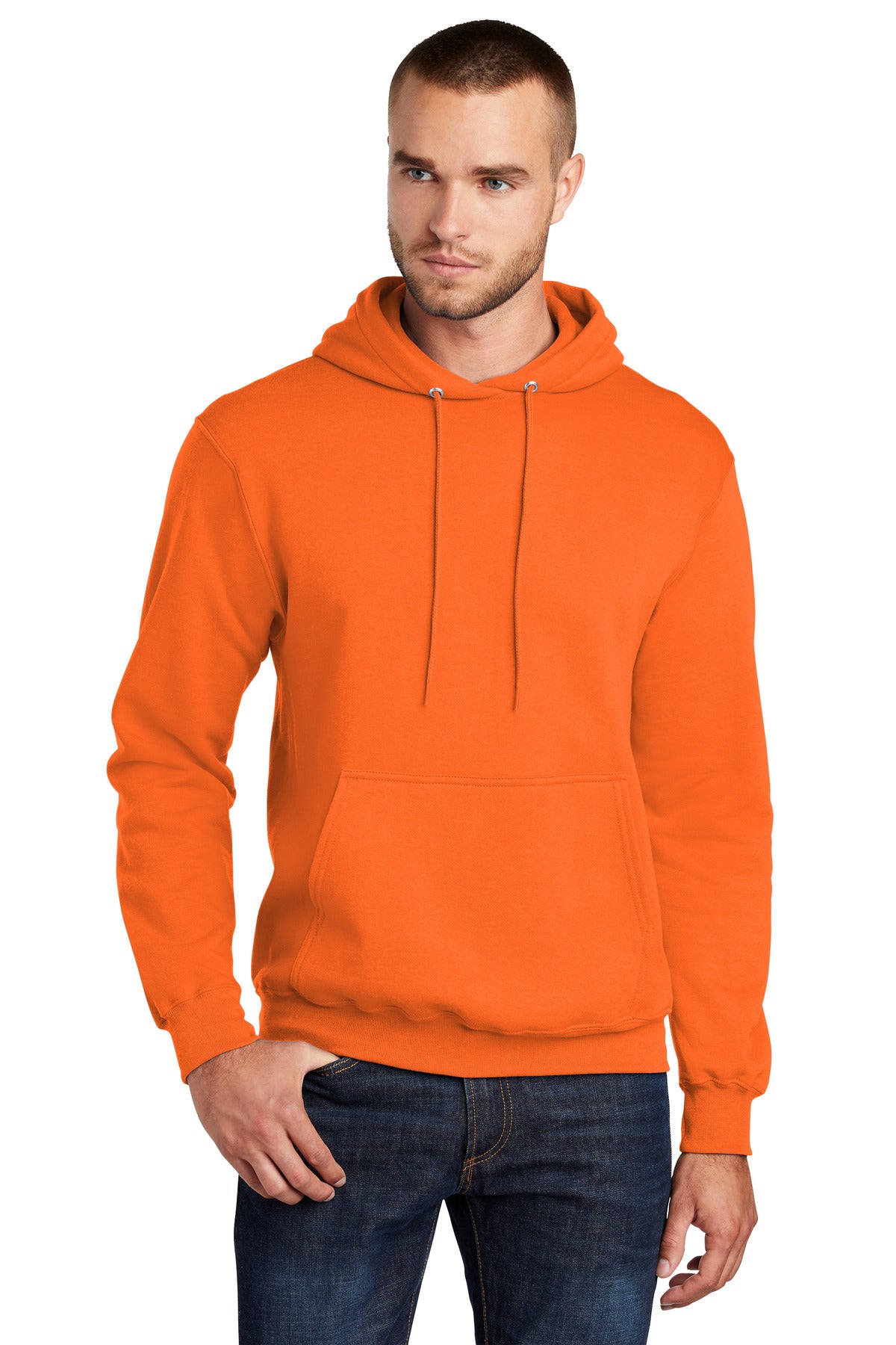 Cozy sweats in our core weight. 7.8-ounce 50/50 cotton/poly  - S. Orange