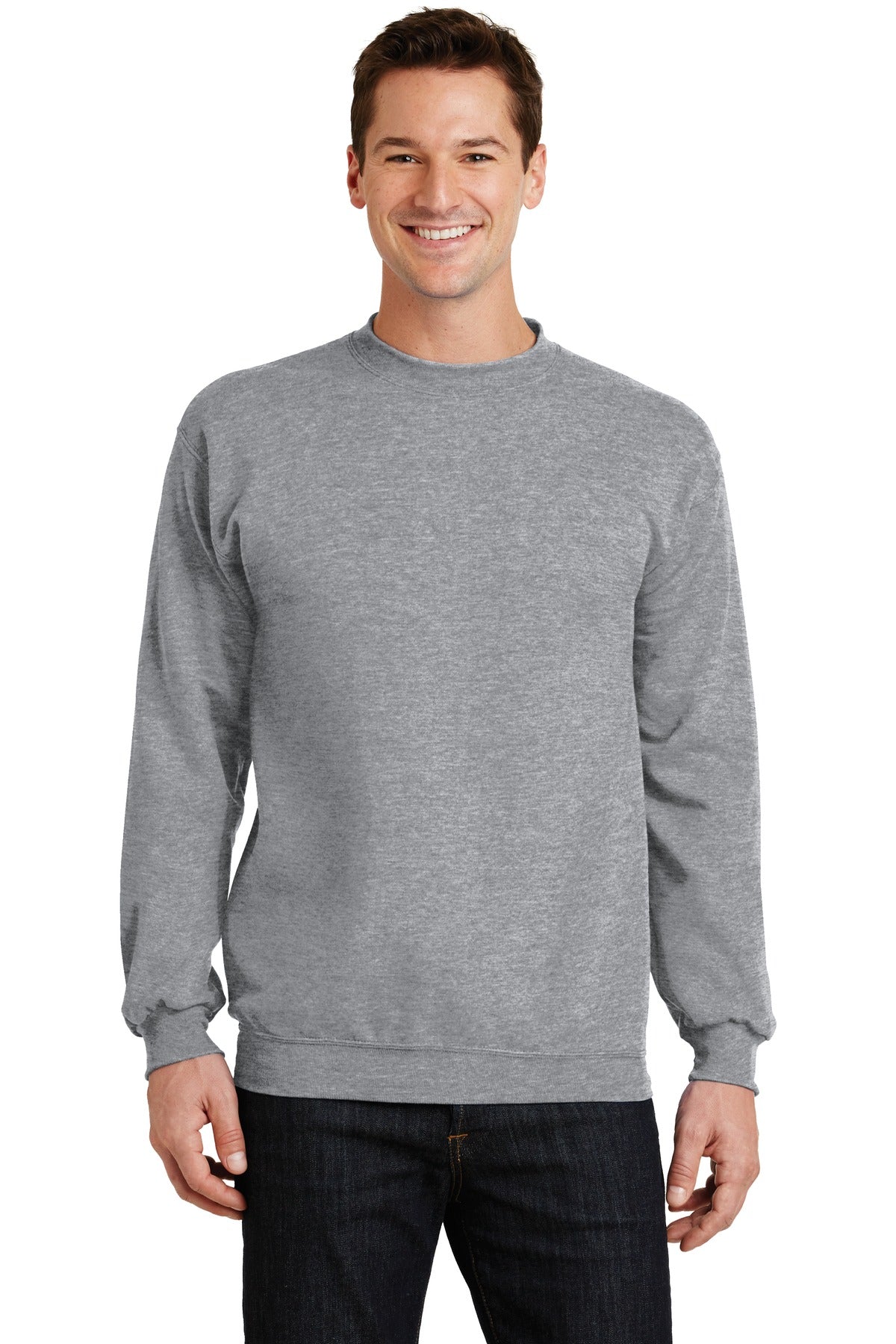 Cozy sweats in our core weight. 7.8-ounce 50/50 cotton/poly  - Athletic Heather