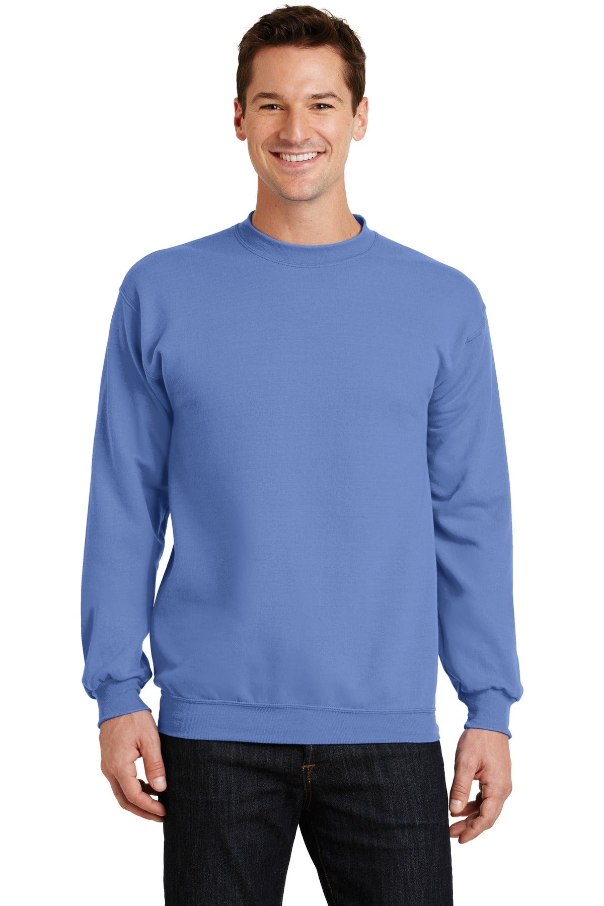 Cozy sweats in our core weight. 7.8-ounce 50/50 cotton/poly  - Carolina Blue