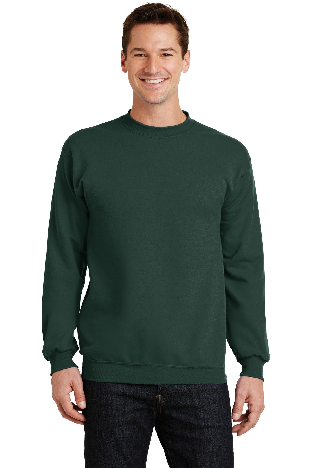 Cozy sweats in our core weight. 7.8-ounce 50/50 cotton/poly  - Dark Green