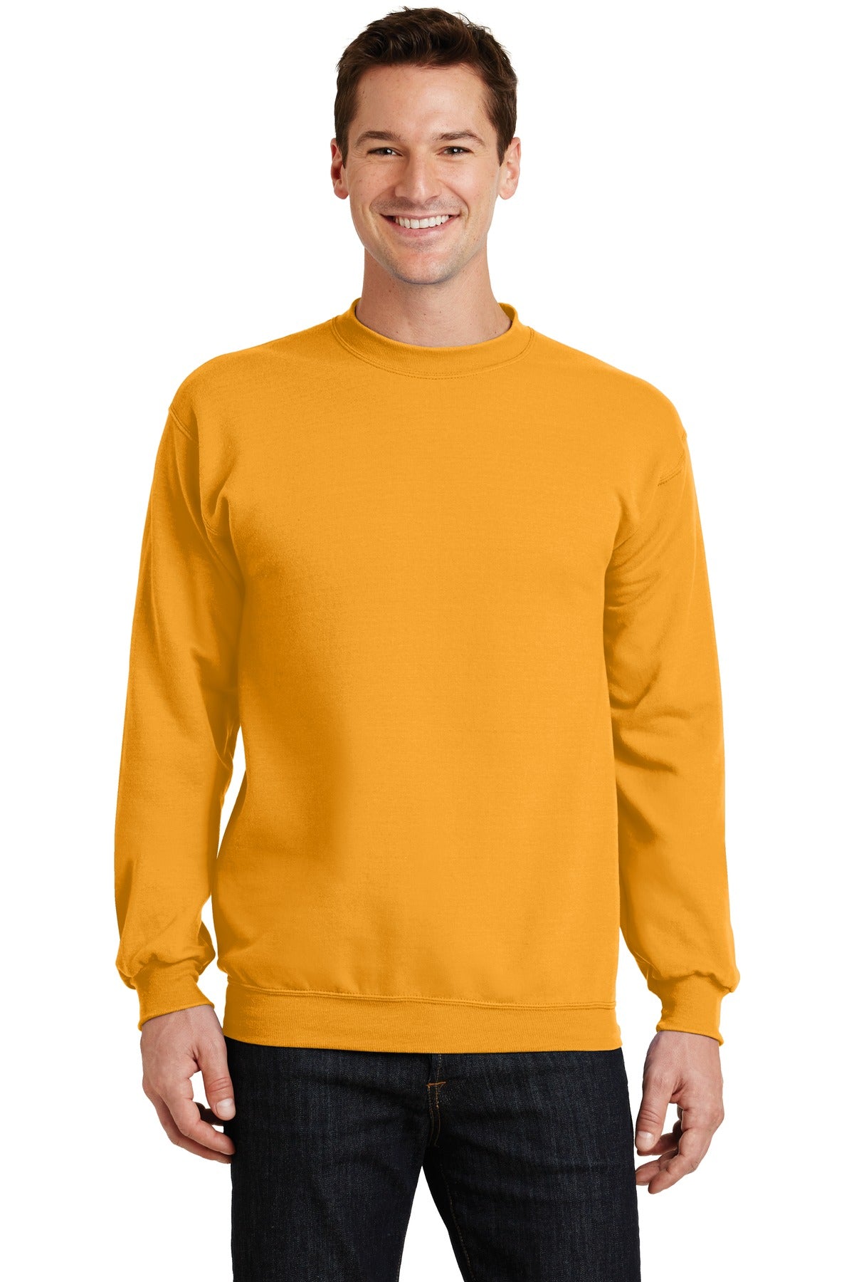 Cozy sweats in our core weight. 7.8-ounce 50/50 cotton/poly  - Gold