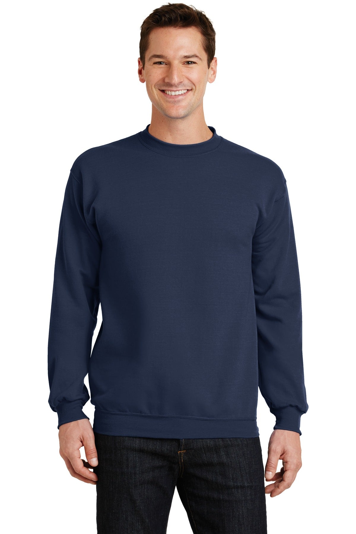 Cozy sweats in our core weight. 7.8-ounce 50/50 cotton/poly  - Navy