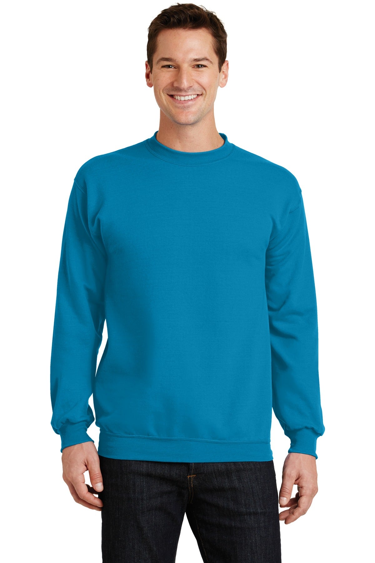 Cozy sweats in our core weight. 7.8-ounce 50/50 cotton/poly  - Neon Blue