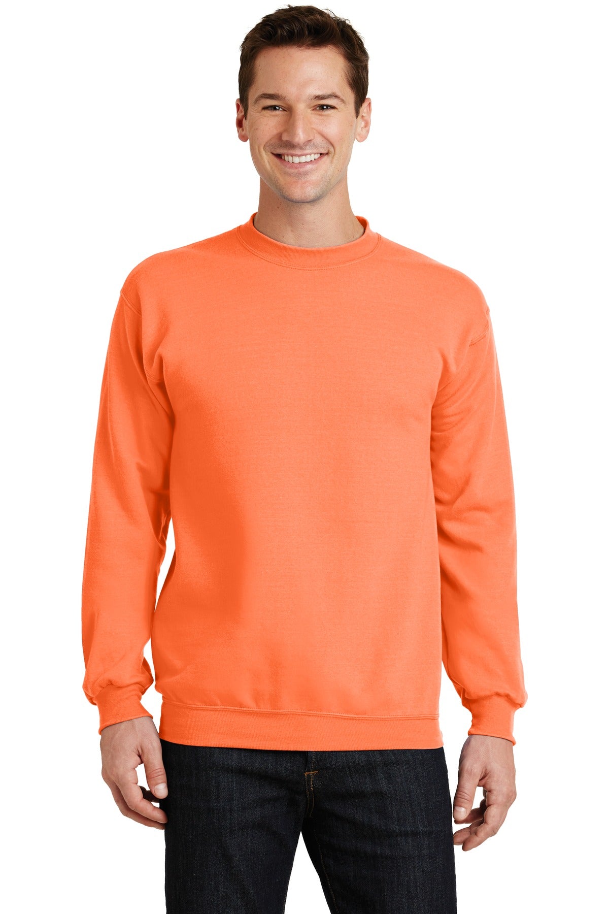 Cozy sweats in our core weight. 7.8-ounce 50/50 cotton/poly  - Neon Orange