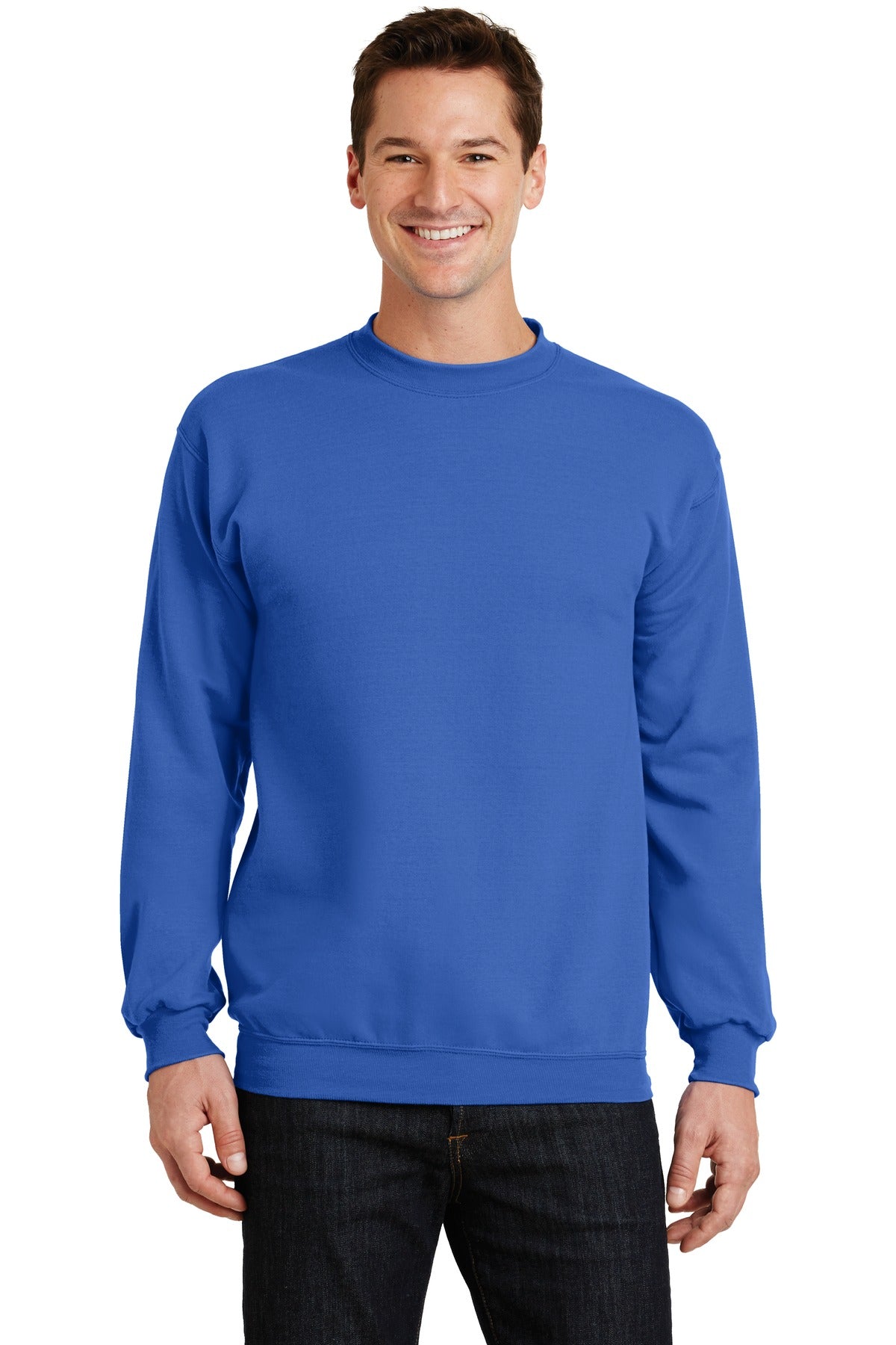 Cozy sweats in our core weight. 7.8-ounce 50/50 cotton/poly  - Royal
