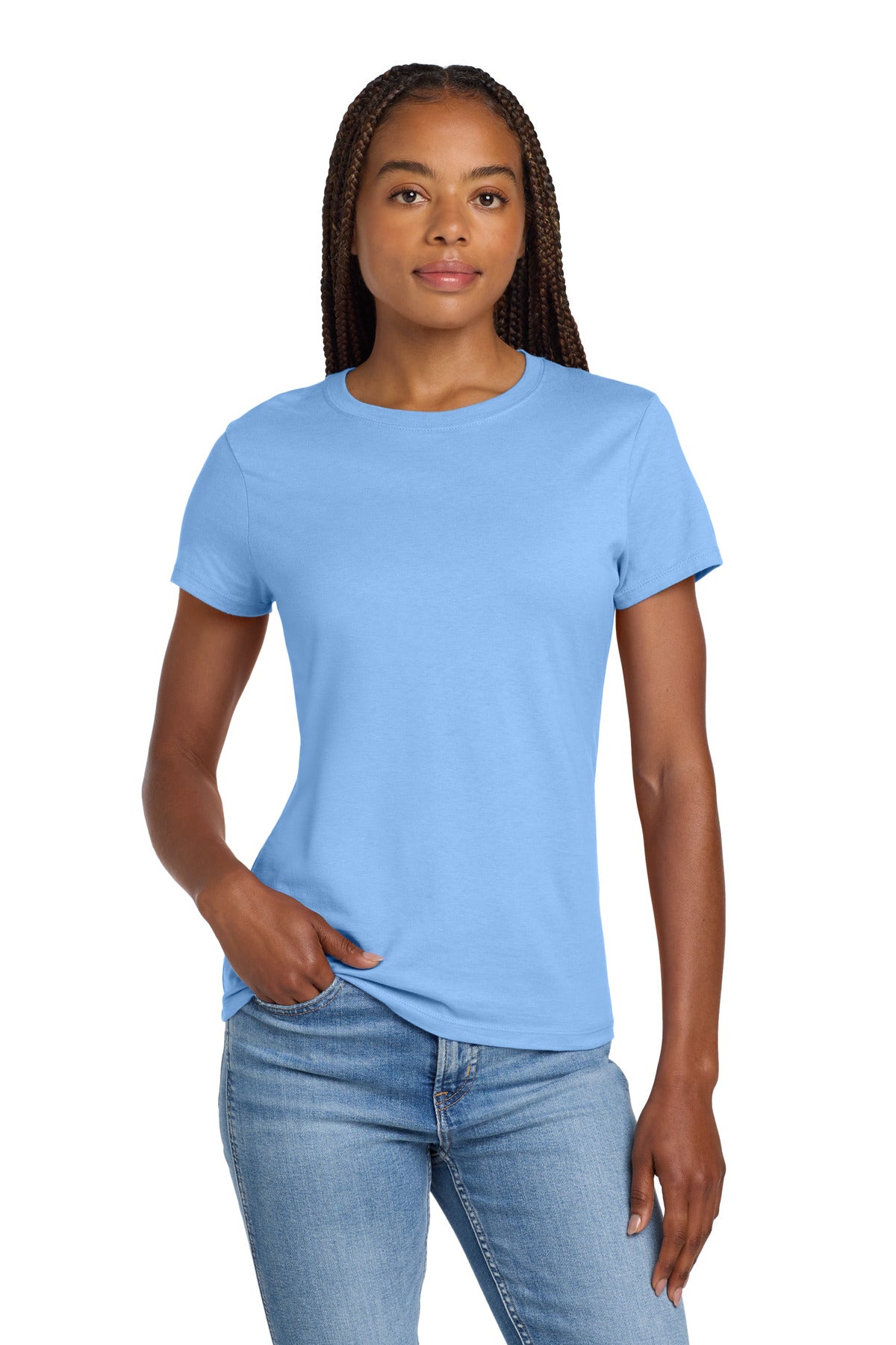 4.5-ounce 100% ring spun cotton 90/10 cotton/poly (Light Ste - Carolina Blue