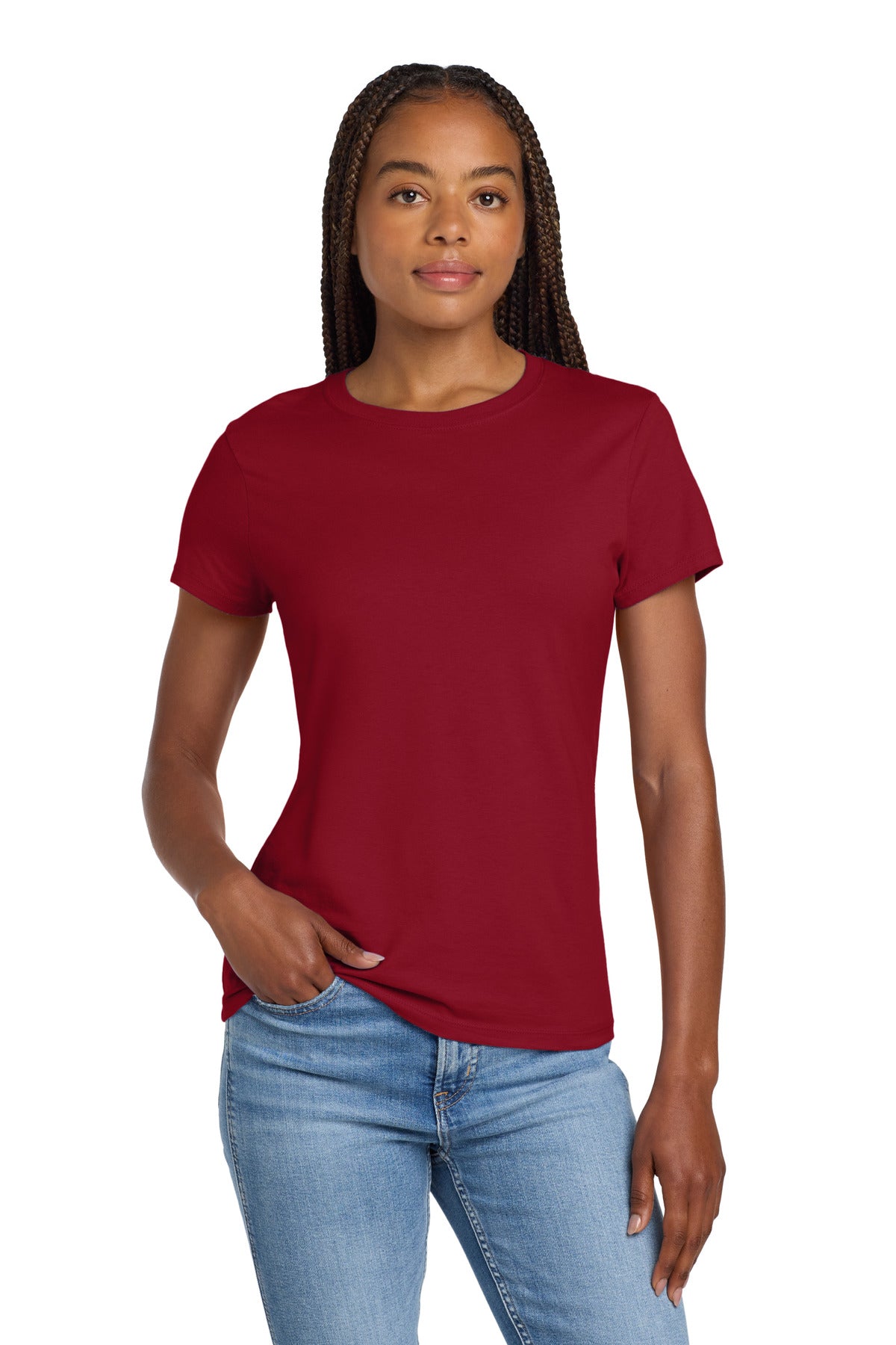 4.5-ounce 100% ring spun cotton 90/10 cotton/poly (Light Ste - Deep Red