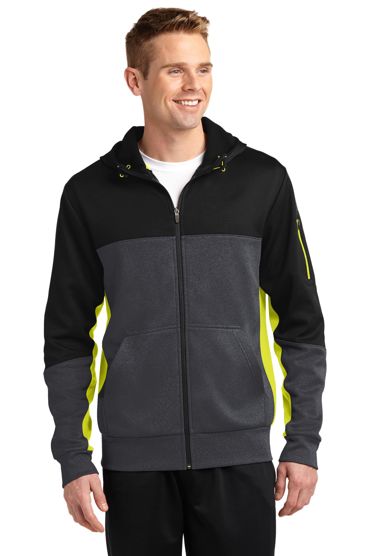 With contrast color detailing throughout this double-knit ja - Black/ Graphite Heather/ Citron