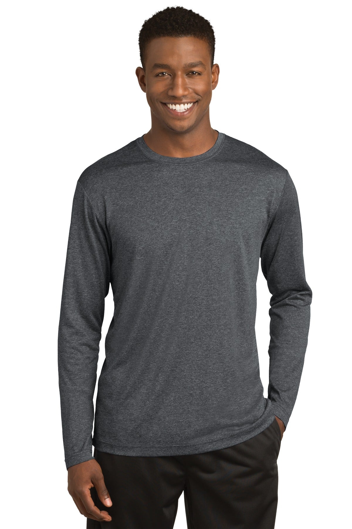 The long sleeve version of our value-priced moisture-wicking - Graphite Heather