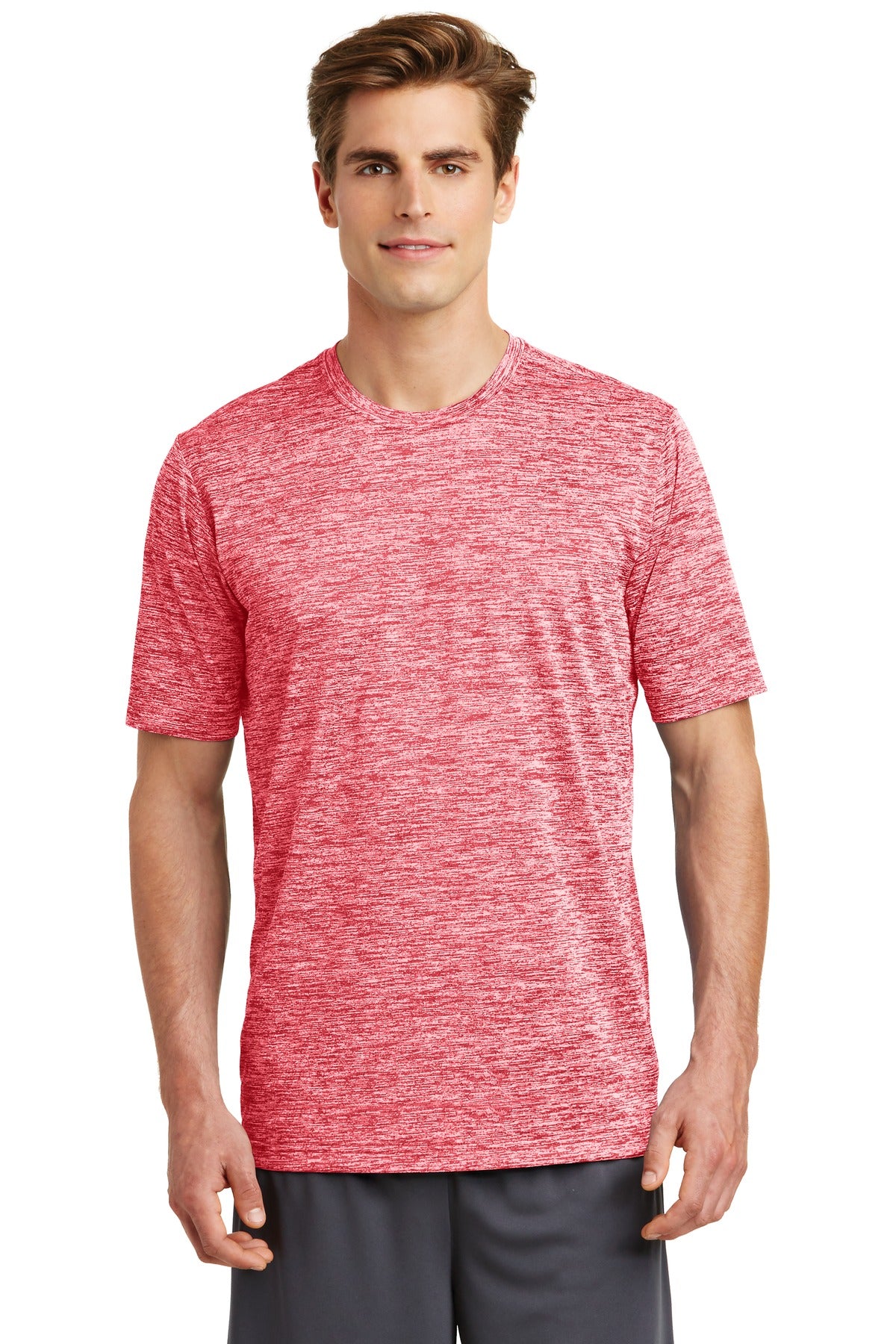 Our color-locking tee has a soft hand wicks moisture resists - Deep Red Electric