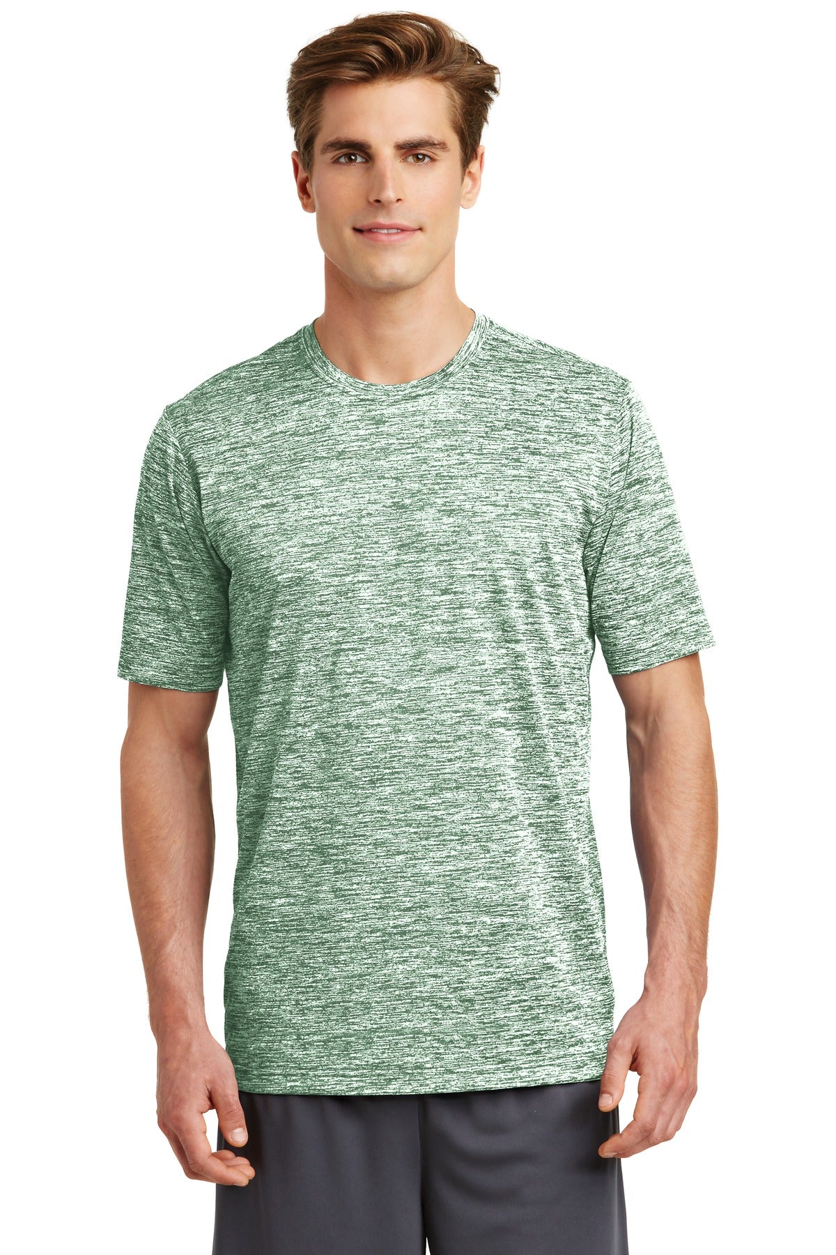 Our color-locking tee has a soft hand wicks moisture resists - Forest Green Electric