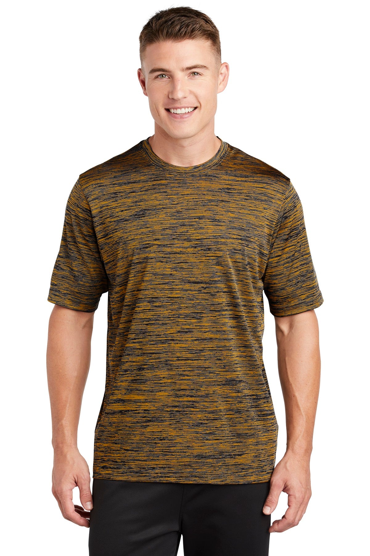 Our color-locking tee has a soft hand wicks moisture resists - Gold-Black Electric