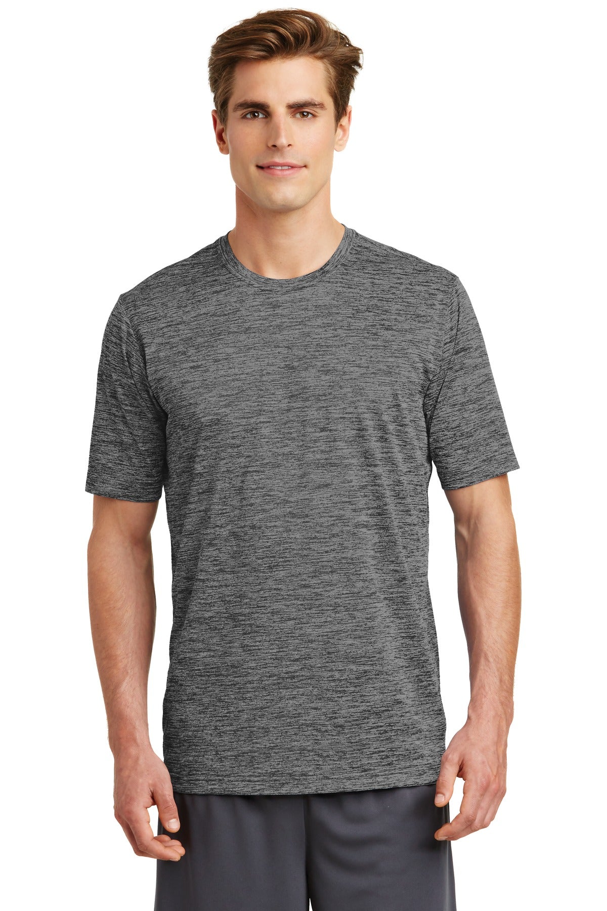 Our color-locking tee has a soft hand wicks moisture resists - Grey-Black Electric