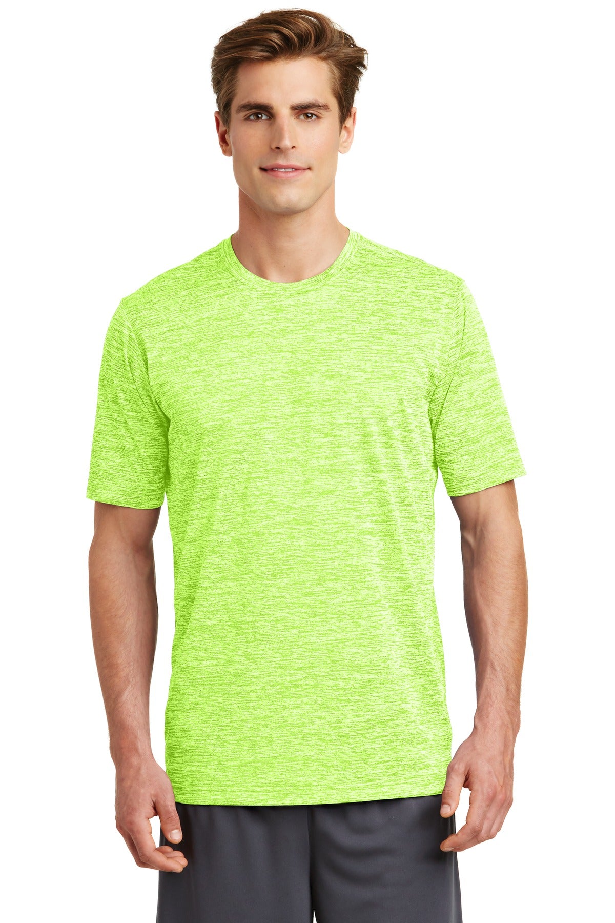 Our color-locking tee has a soft hand wicks moisture resists - Lime Shock Electric