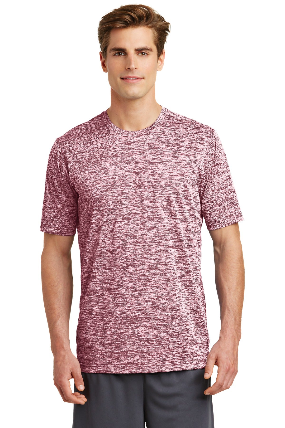 Our color-locking tee has a soft hand wicks moisture resists - Maroon Electric