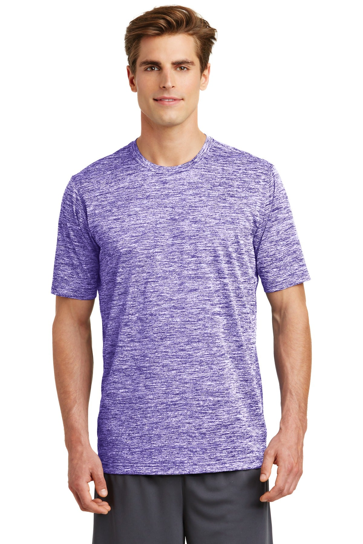 Our color-locking tee has a soft hand wicks moisture resists - Purple Electric