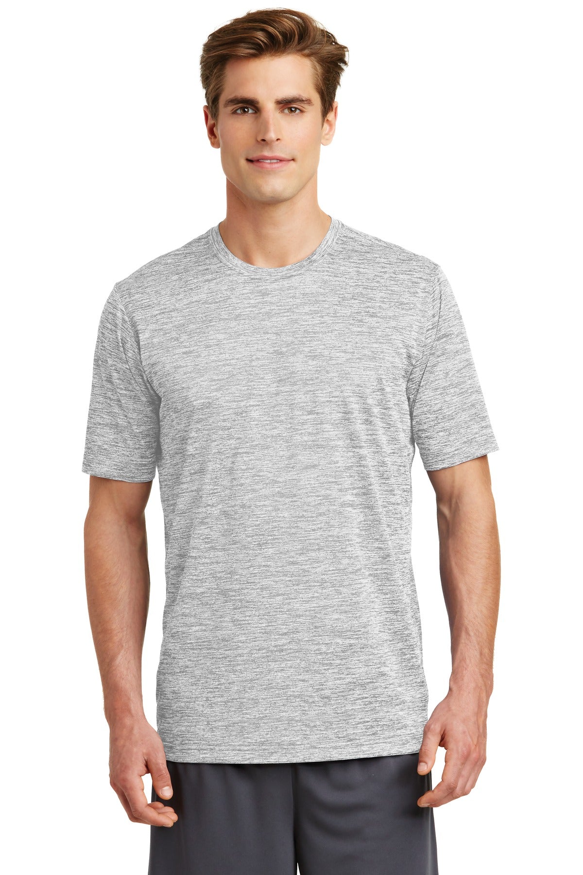 Our color-locking tee has a soft hand wicks moisture resists - Silver Electric