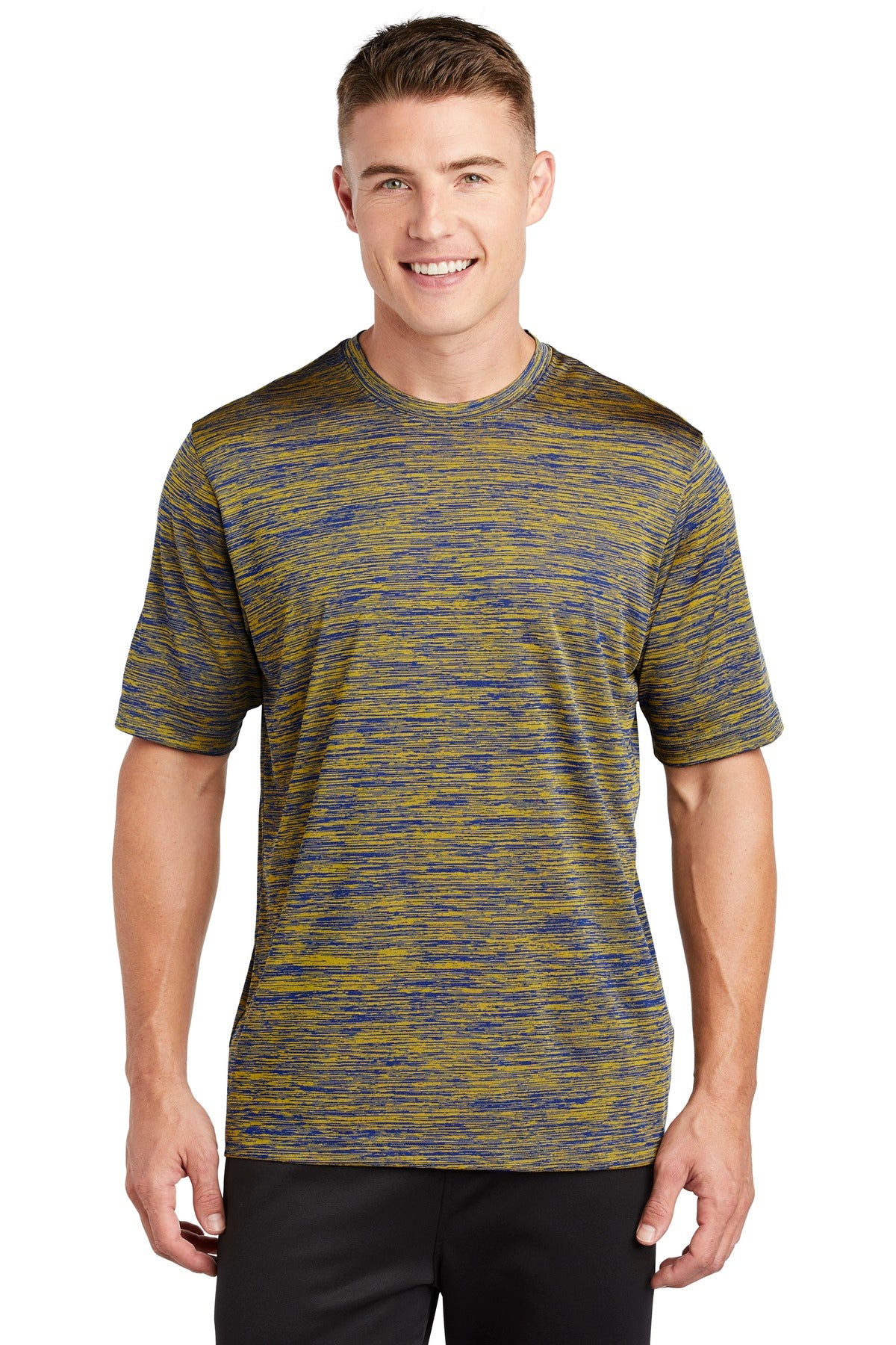 Our color-locking tee has a soft hand wicks moisture resists - True Royal-Gold Electric