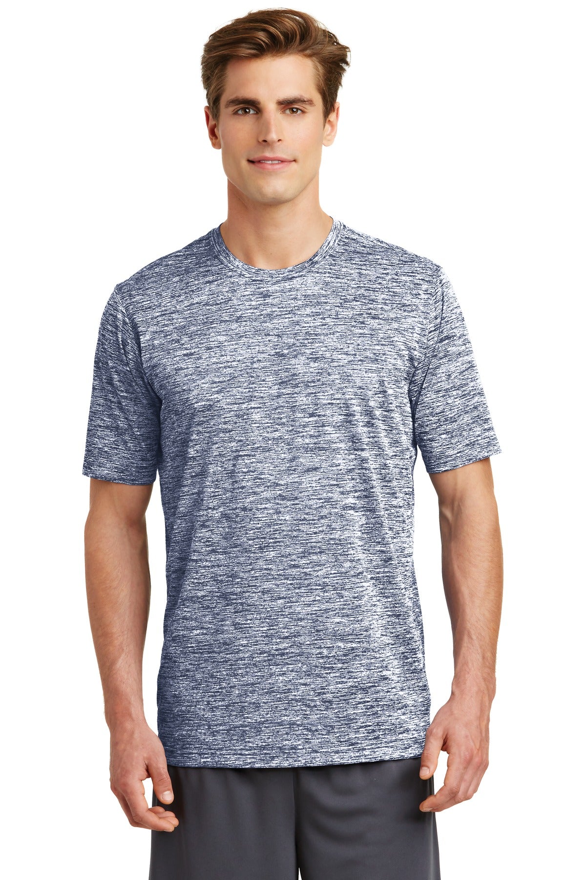 Our color-locking tee has a soft hand wicks moisture resists - True Navy Electric
