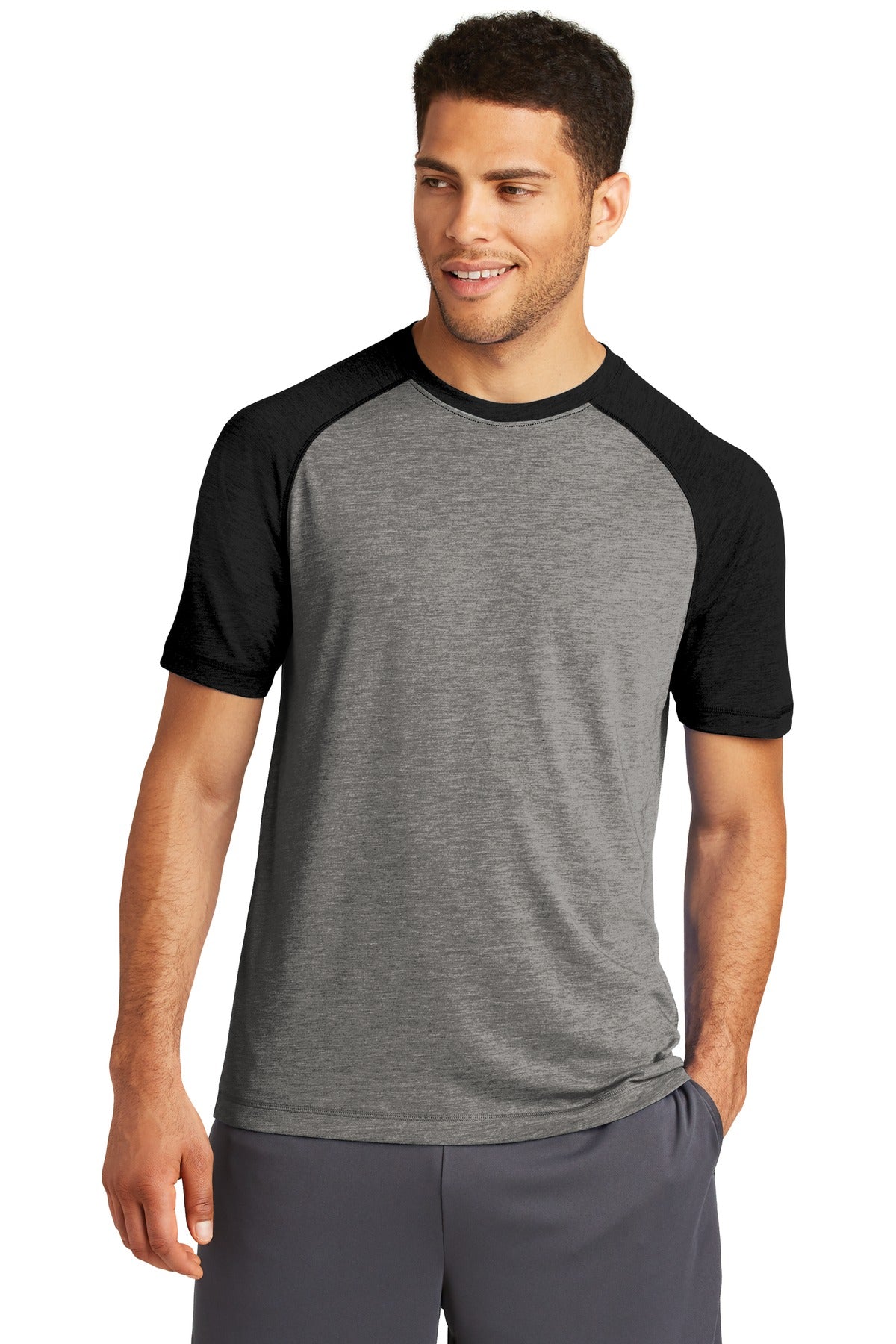 This ultracomfortable tee combines moisture-wicking performa - Black Triad Solid/ Dark Grey Heather