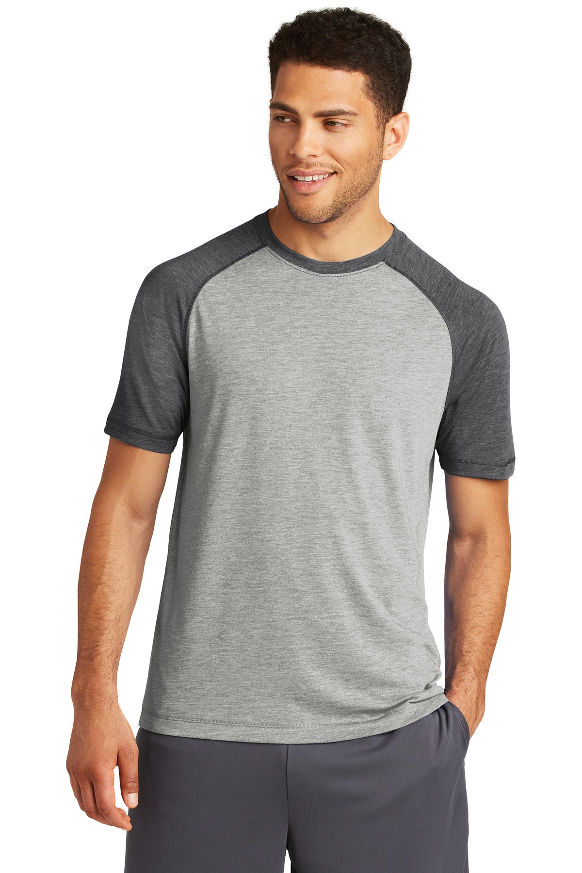 This ultracomfortable tee combines moisture-wicking performa - Dark Grey Heather/ Light Grey Heather