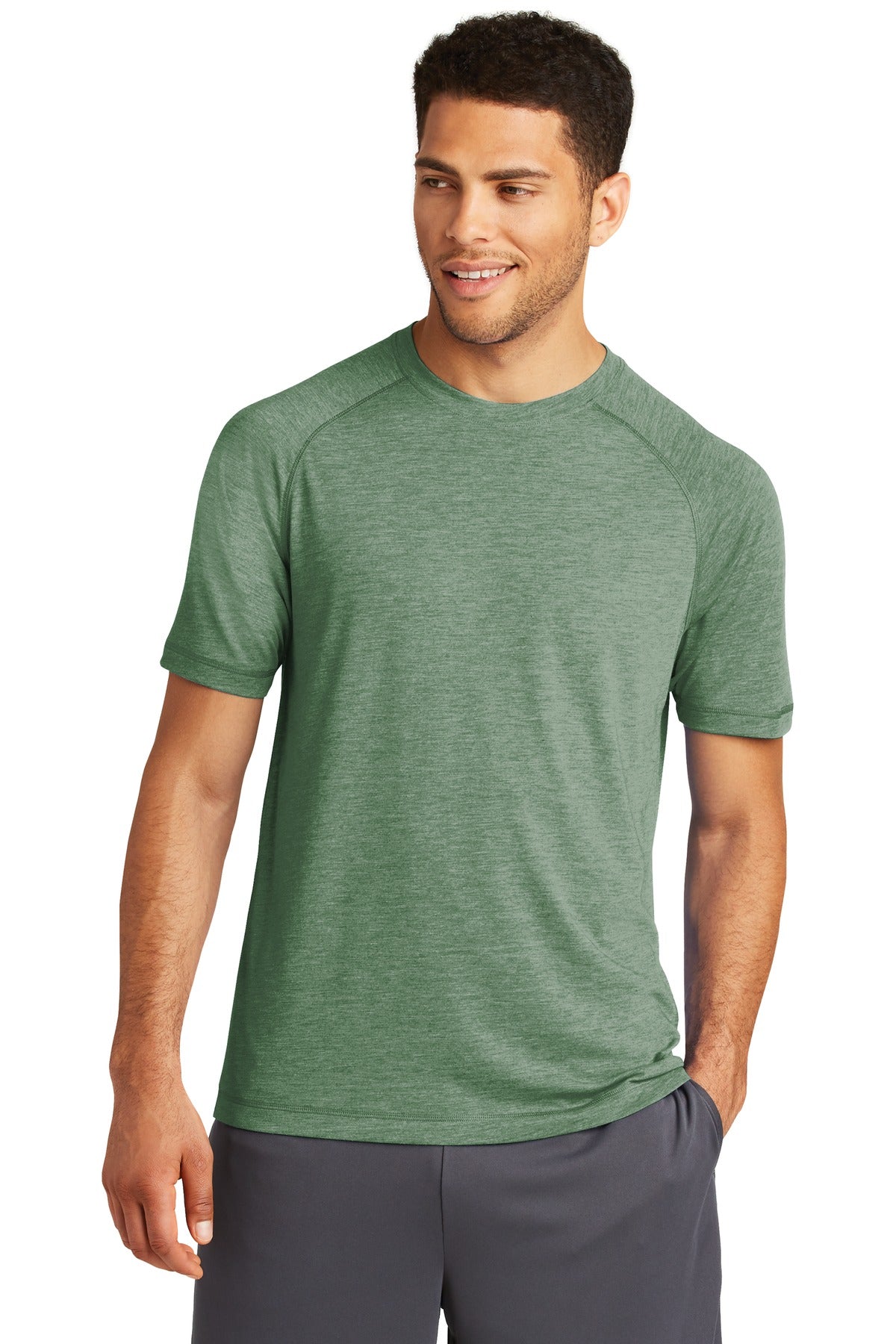 This ultracomfortable tee combines moisture-wicking performa - Forest Green Heather
