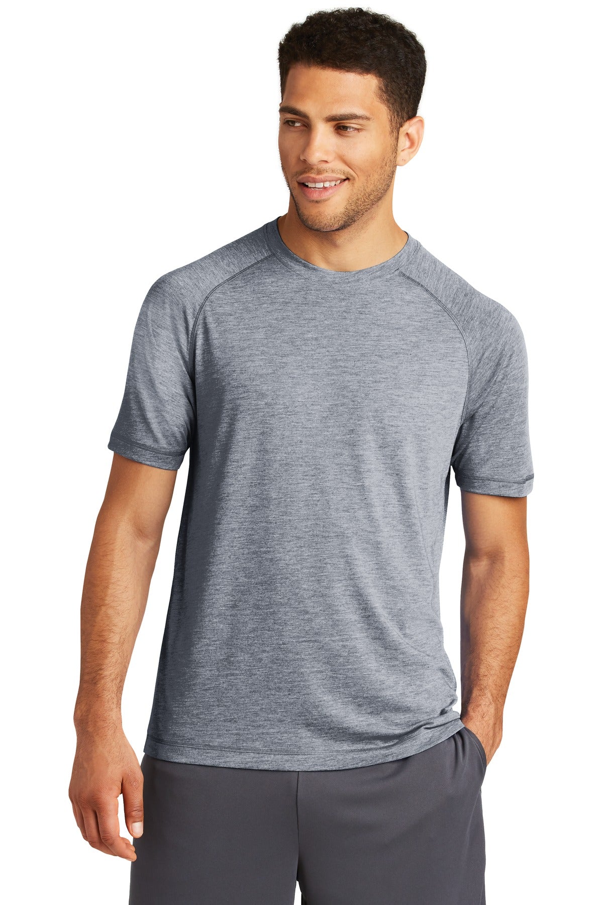 This ultracomfortable tee combines moisture-wicking performa - True Navy Heather