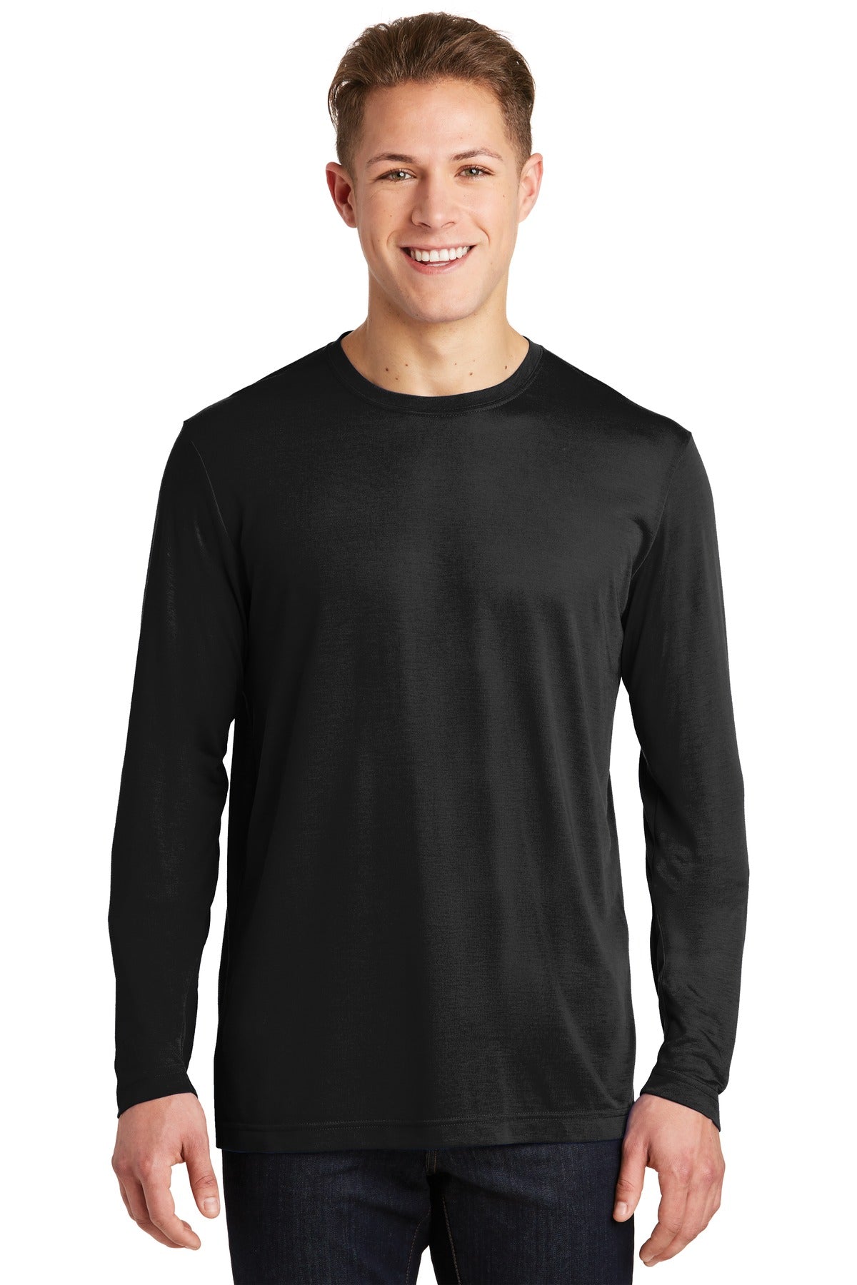 A soft cotton hand merges with color-locking moisture-wickin - Black