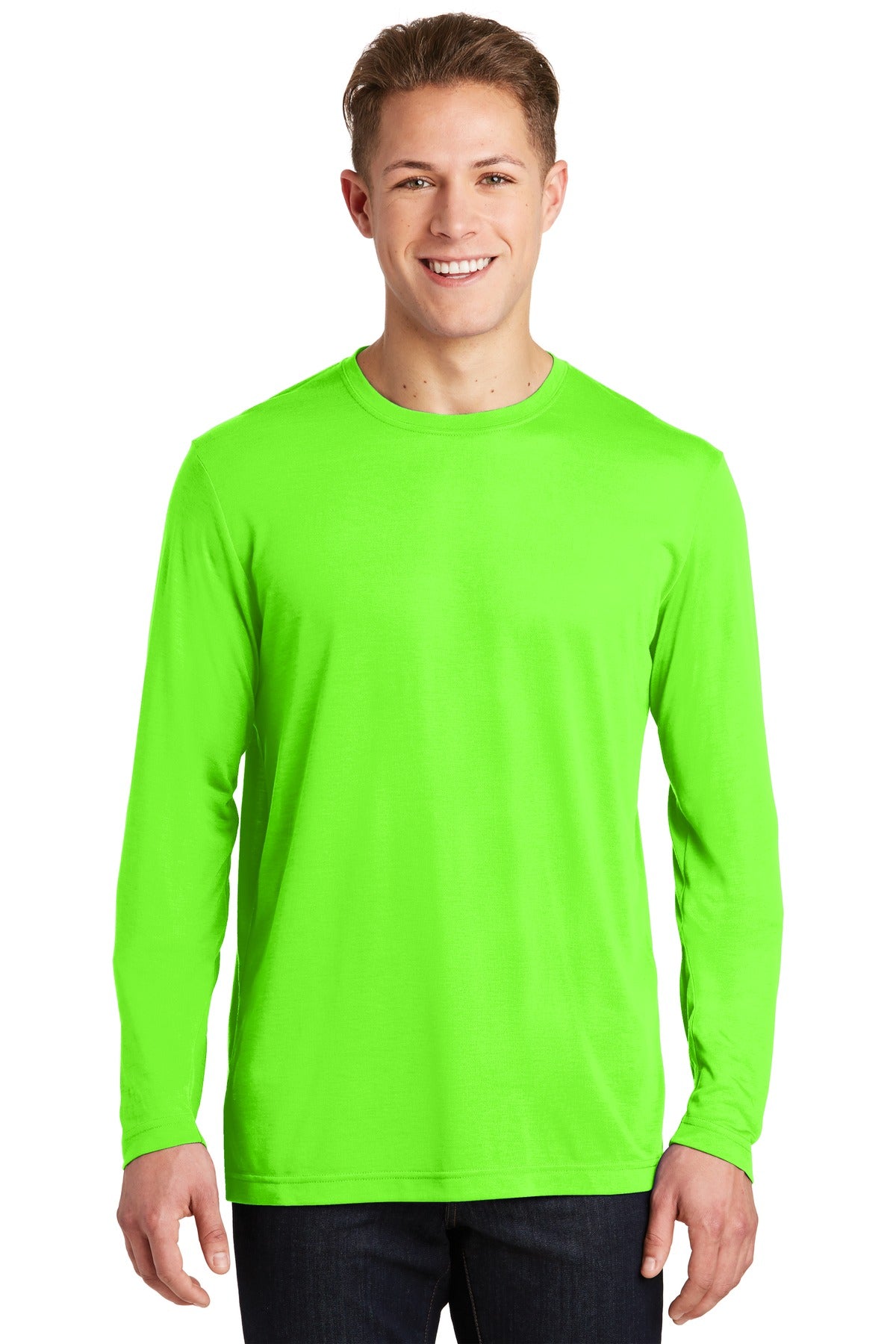 A soft cotton hand merges with color-locking moisture-wickin - Neon Green